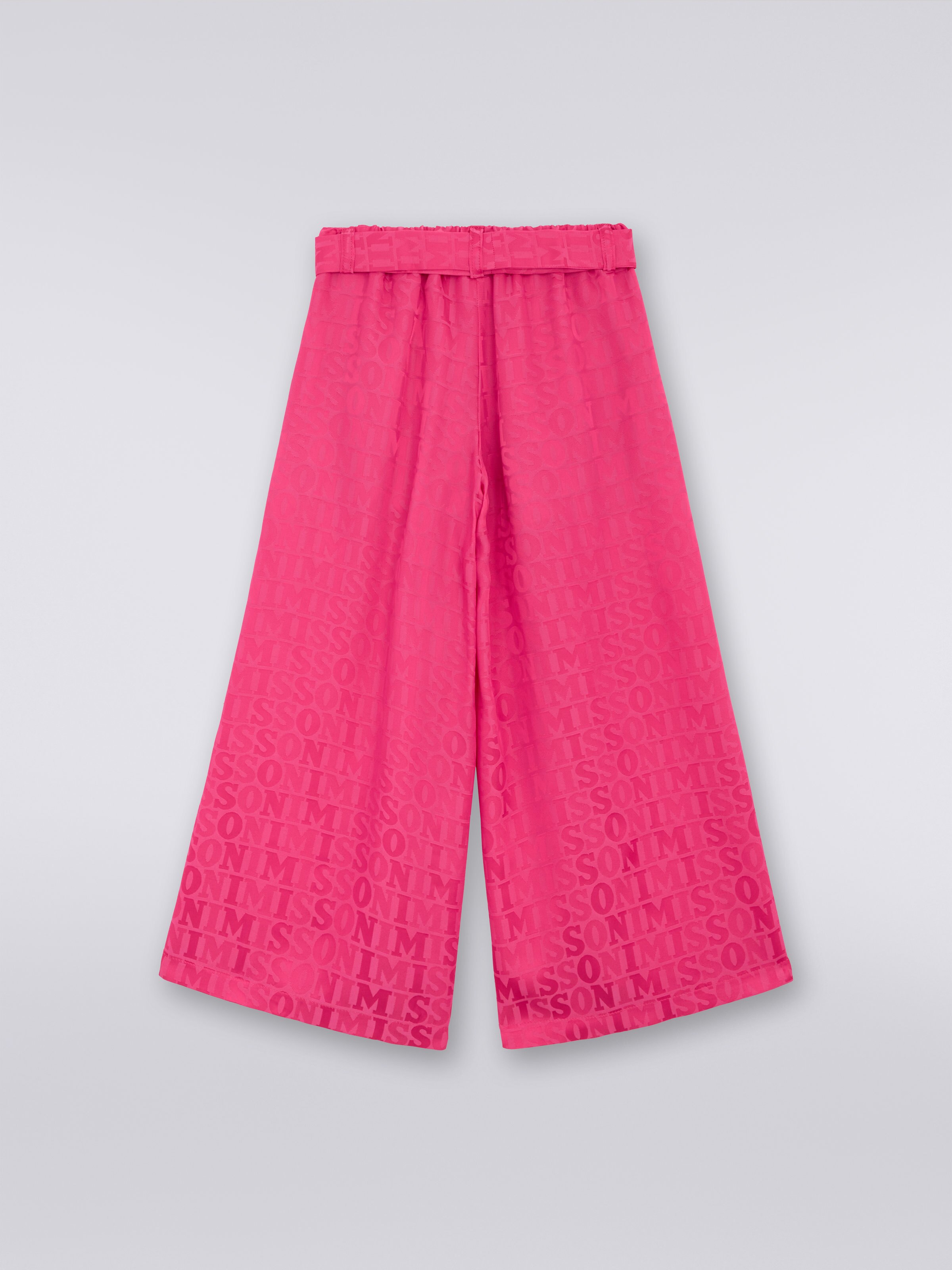 Viscose blend palazzo trousers with logo lettering, Pink   - 1