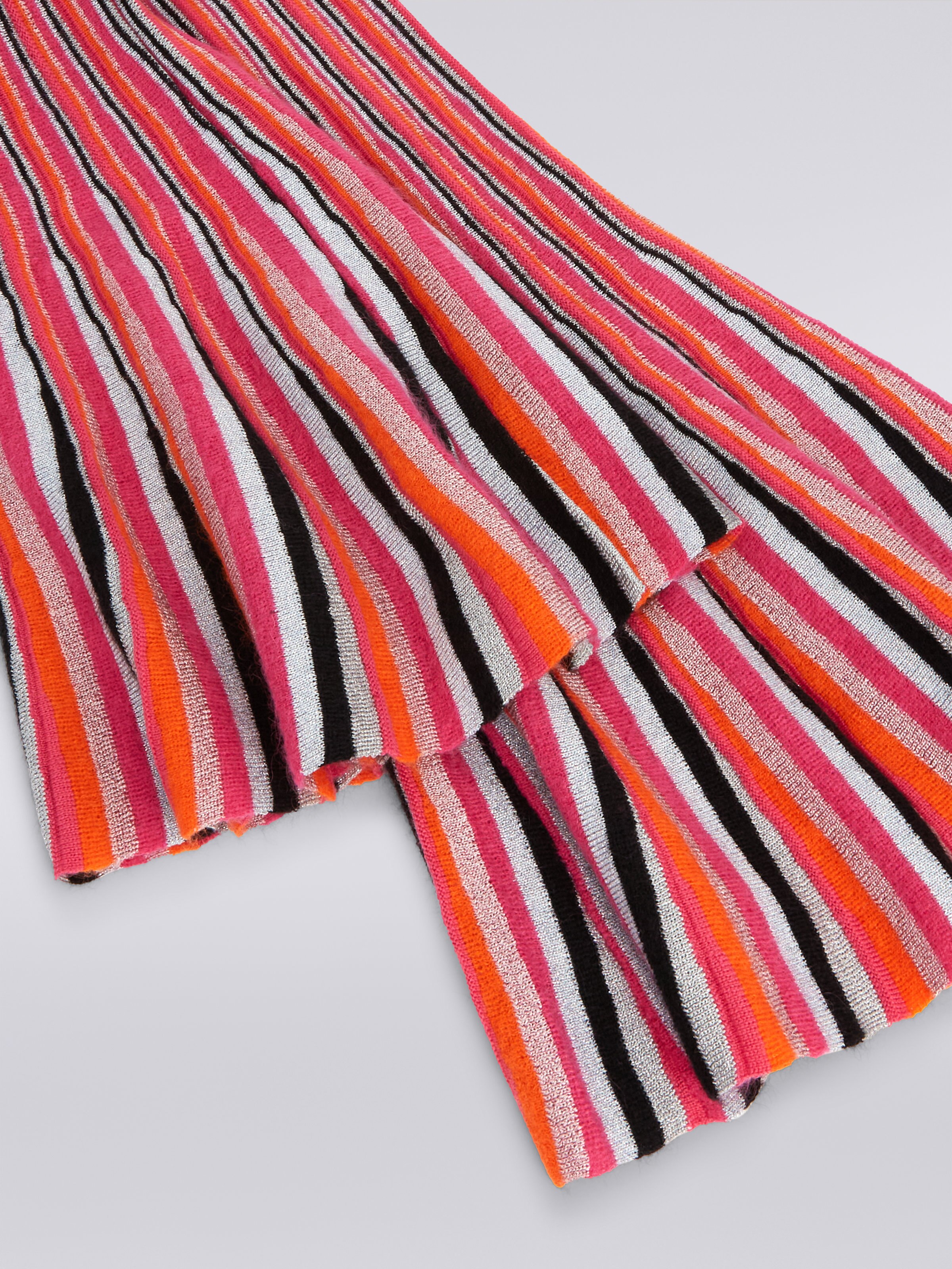 Viscose blend vertical striped flared trousers with lurex, Multicoloured  - 3