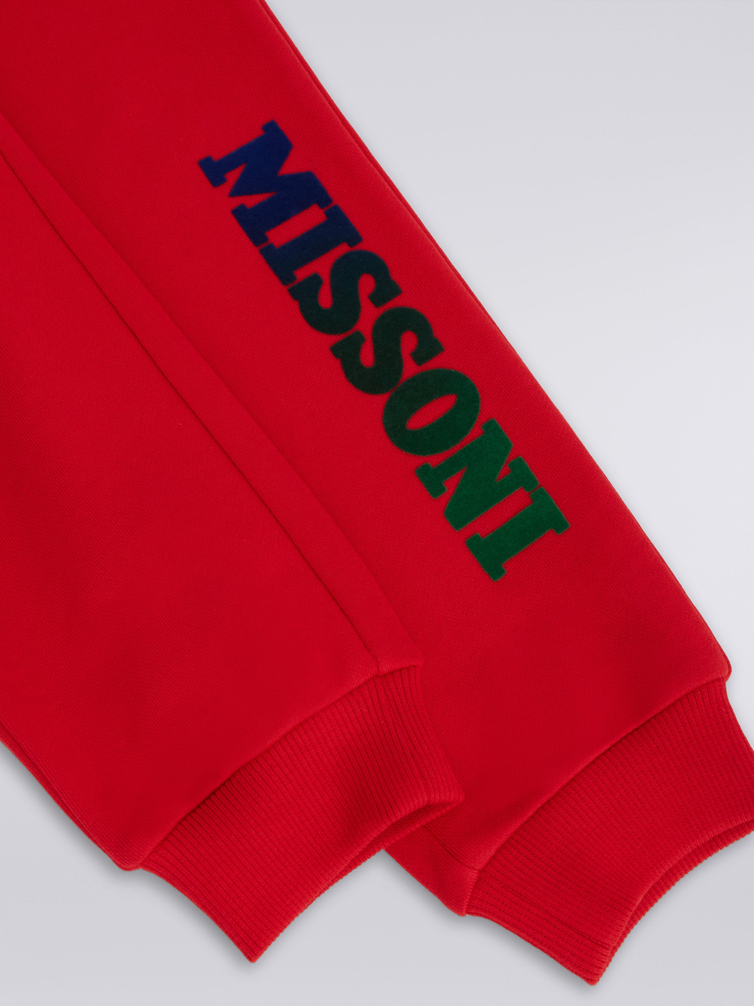 Jogging en sweat de coton avec logo, Rouge  - 3
