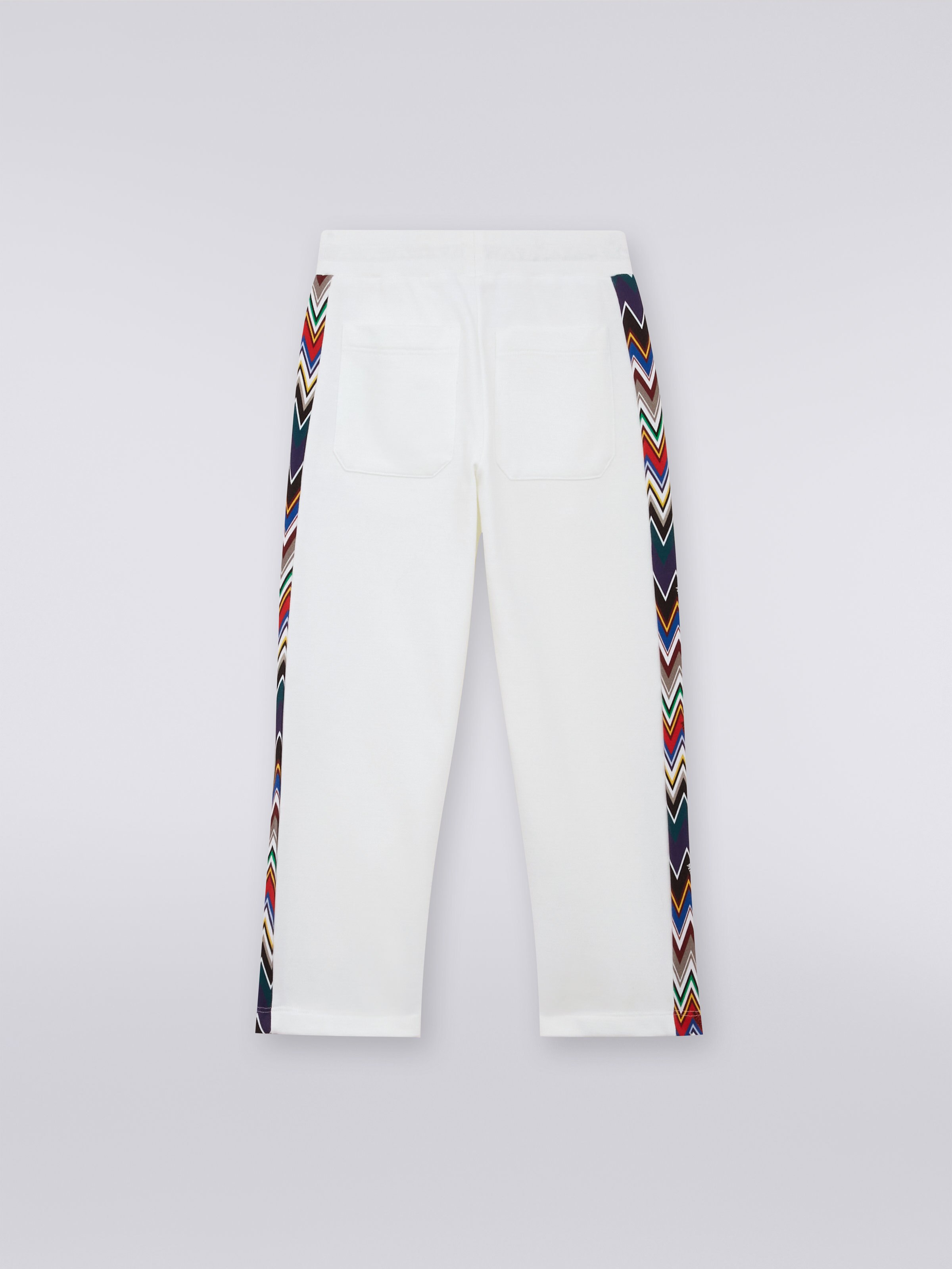 Cotton fleece joggers with chevron inserts, Multicoloured  - 1
