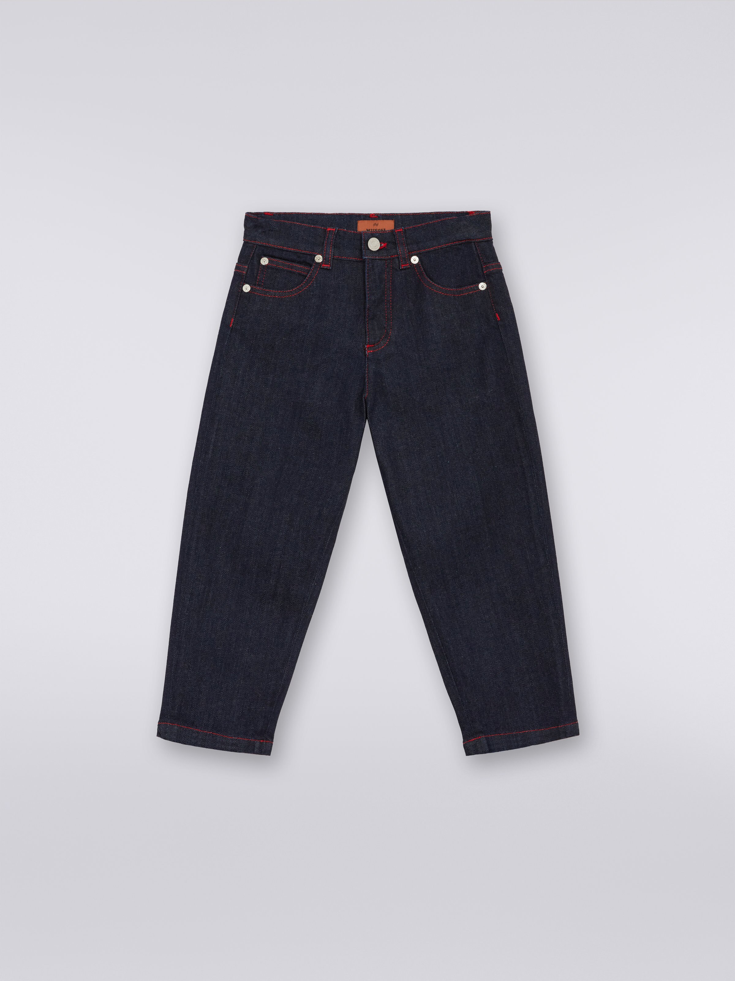 Denim five-pocket trousers with slub insert, Multicoloured  - 0