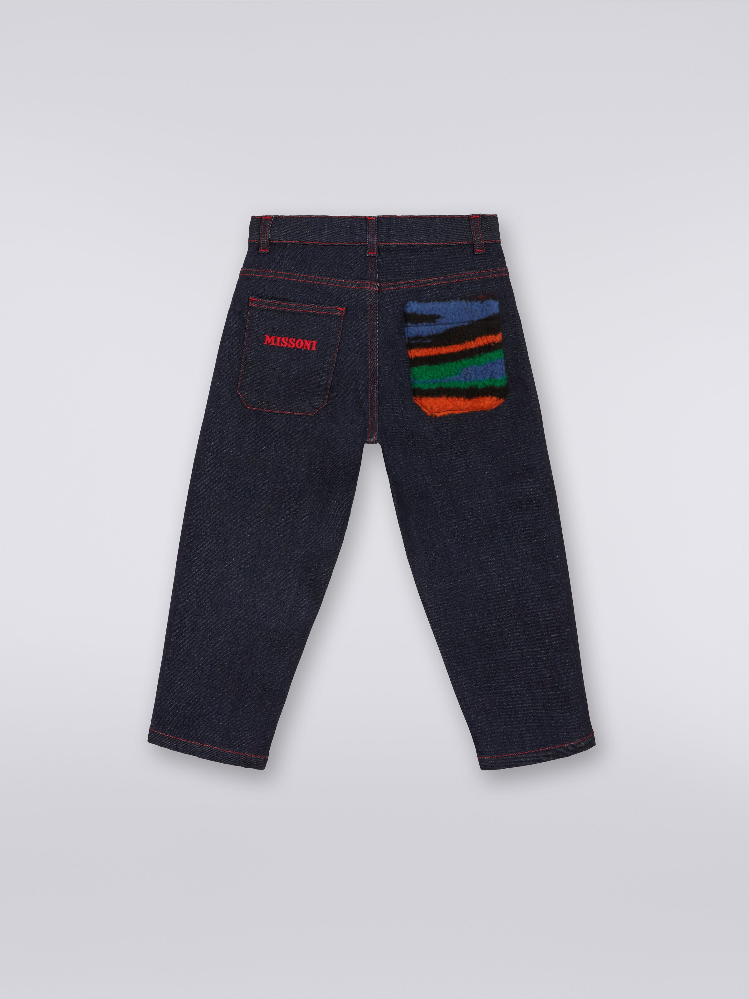 Denim five-pocket trousers with slub insert, Multicoloured  - 1
