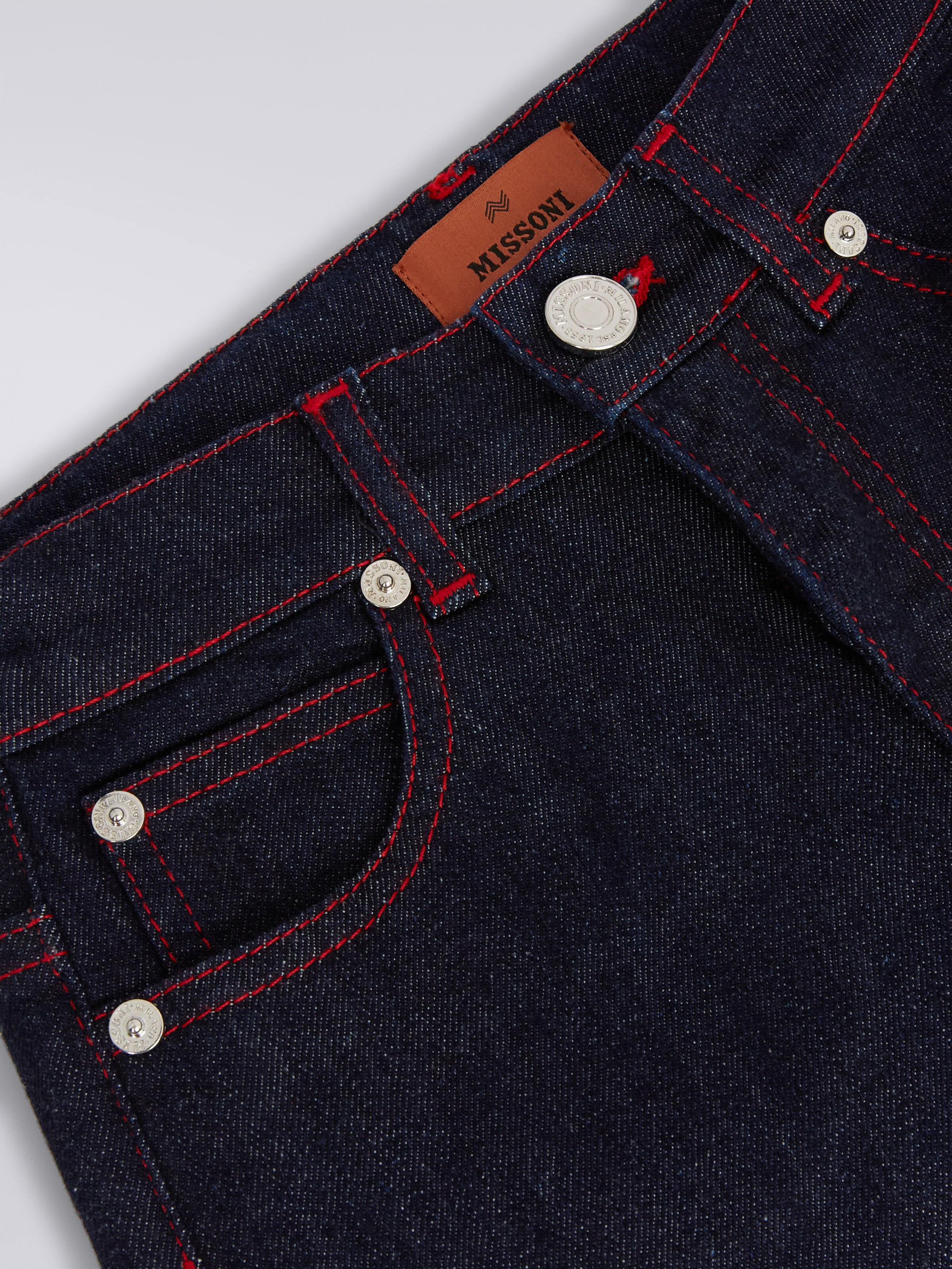 Denim five-pocket trousers with slub insert, Multicoloured  - 2