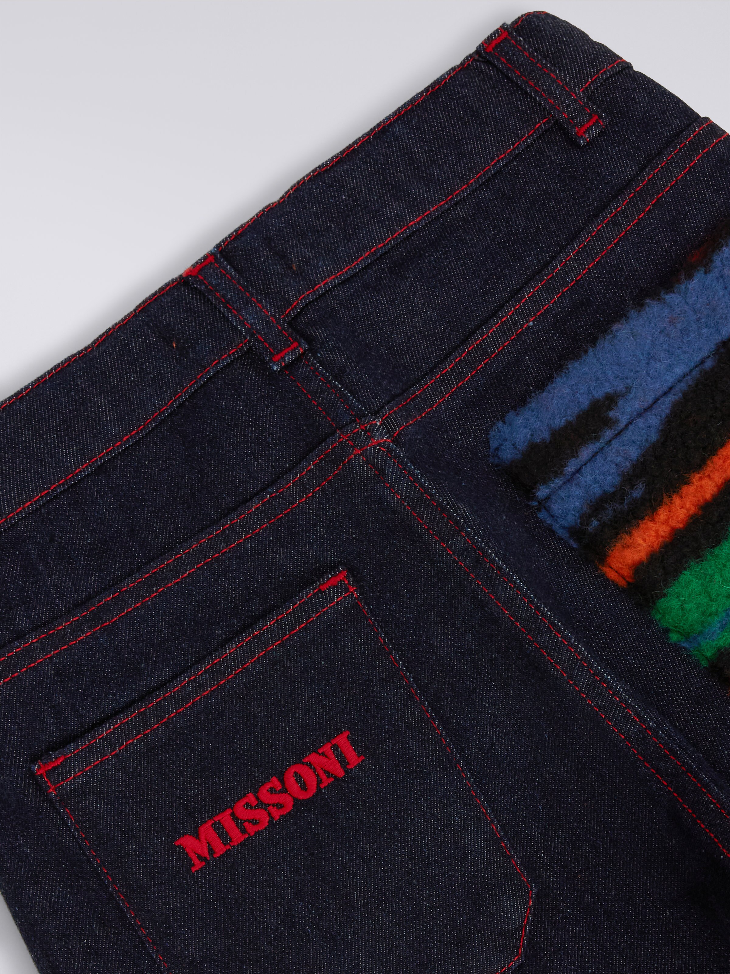 Denim five-pocket trousers with slub insert, Multicoloured  - 3