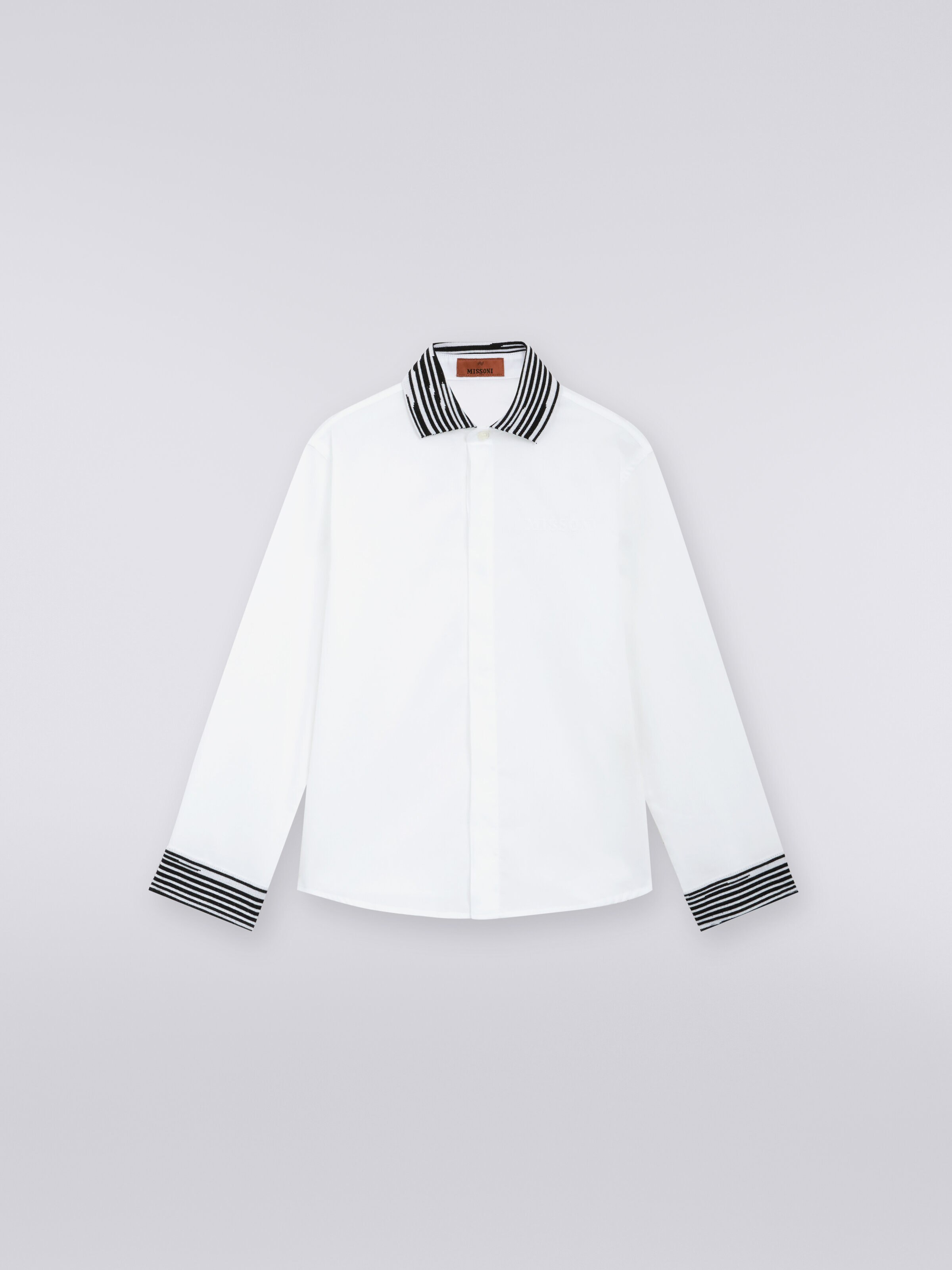 Camicia a maniche lunghe in cotone, Bianco & Nero - 0