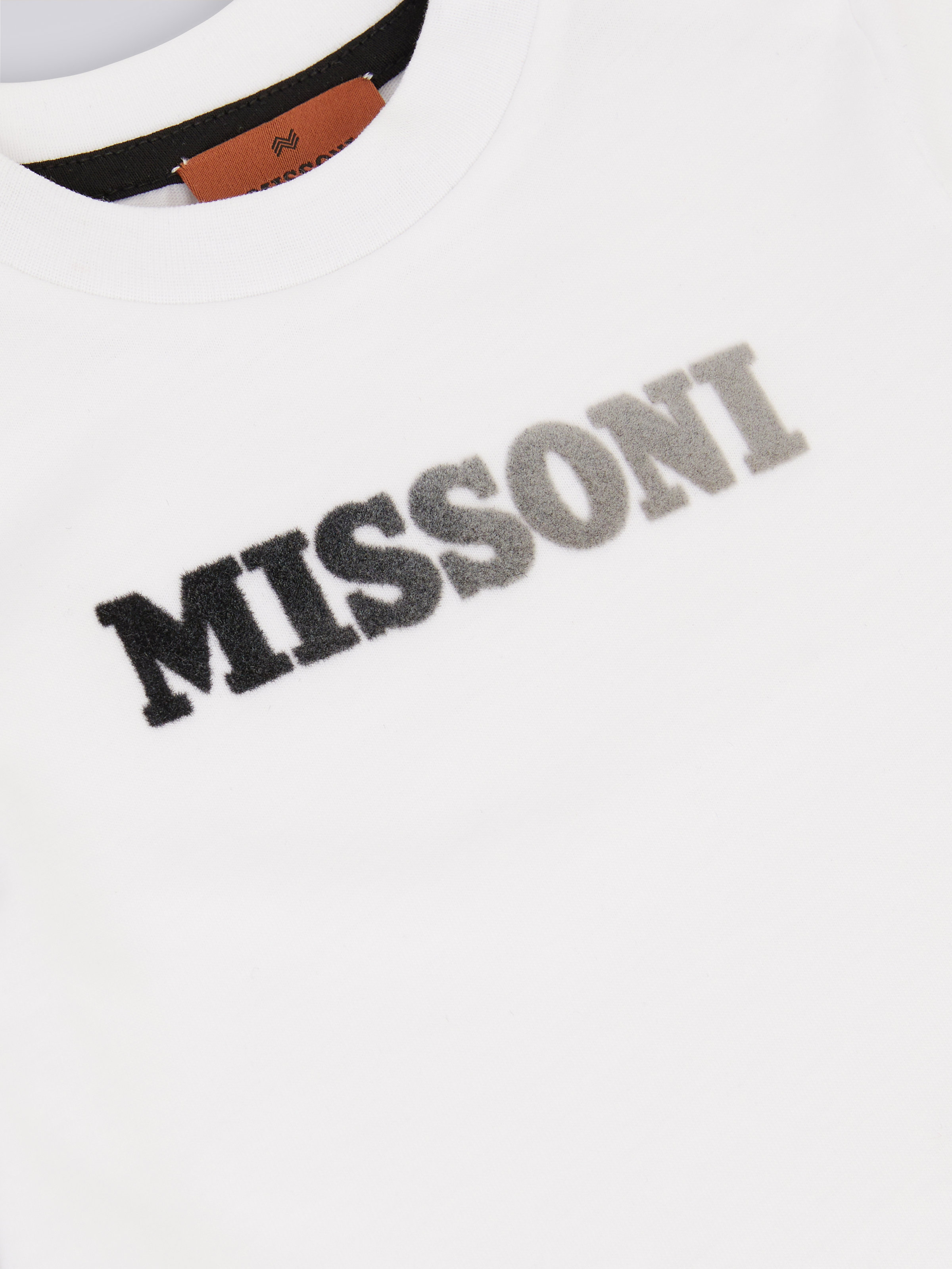 Cotton T-shirt with dégradé logo, White  - 2