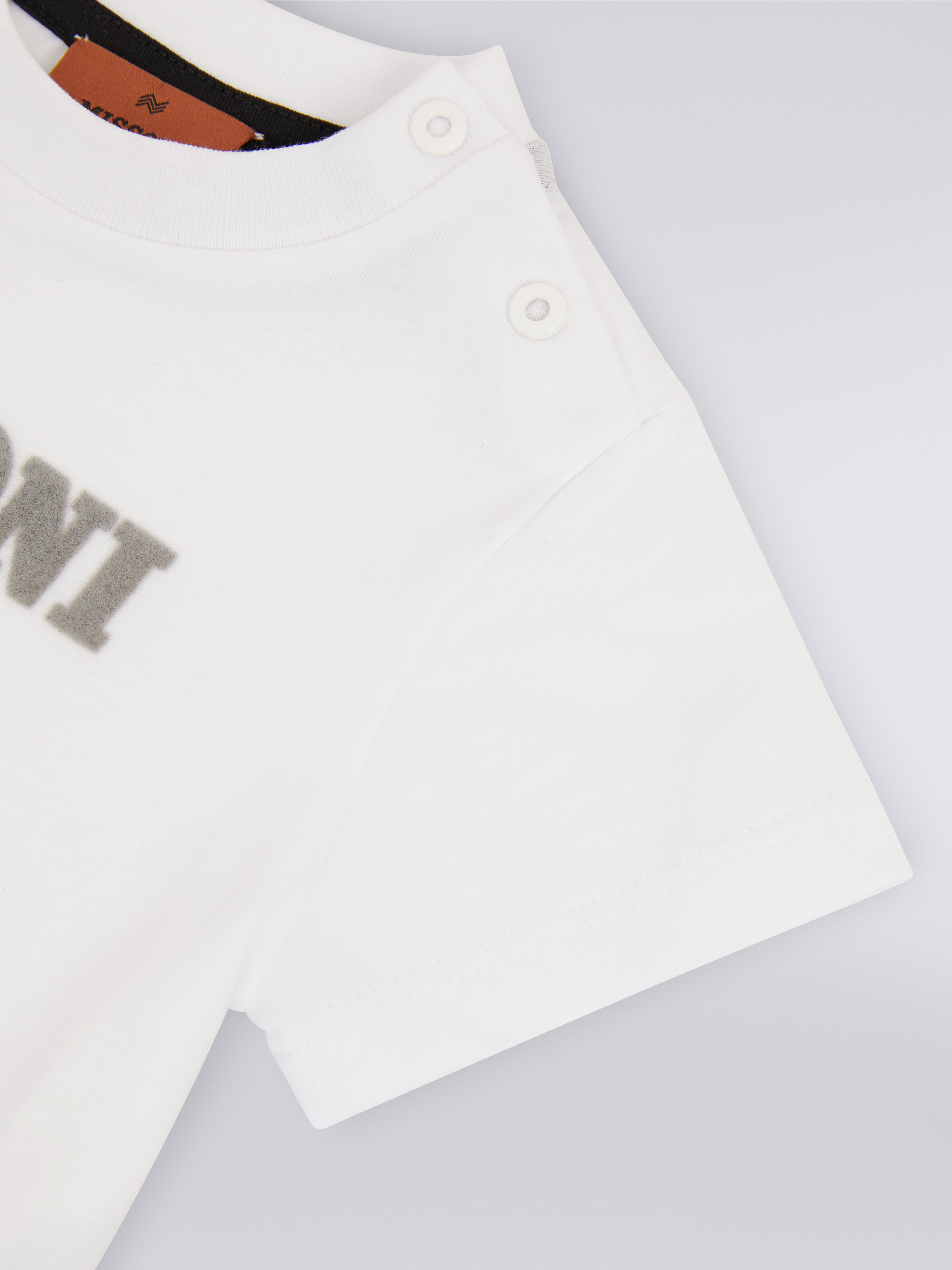 Cotton T-shirt with dégradé logo, White  - 3