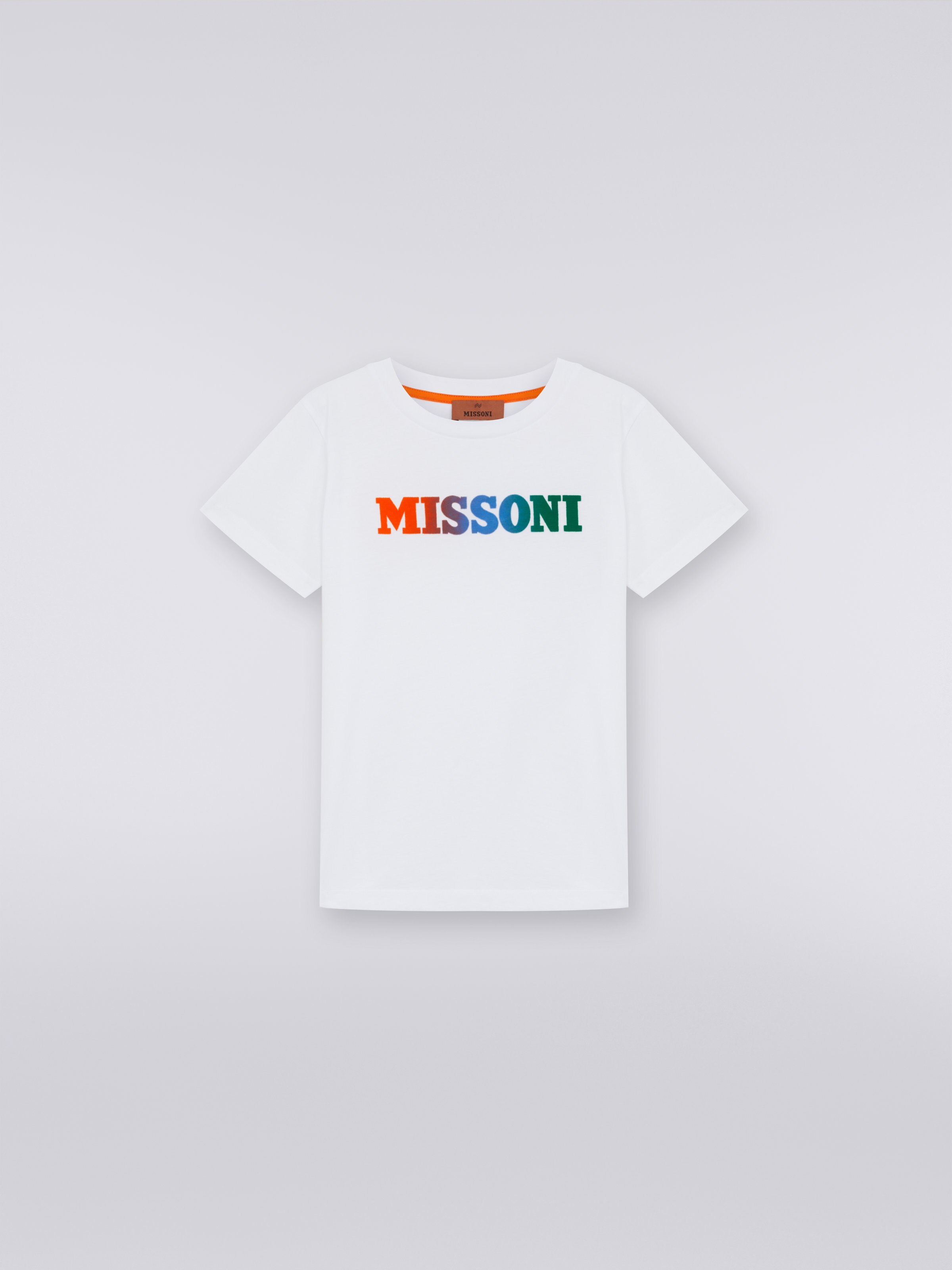 Short-sleeved cotton T-shirt with logo , White  - 0