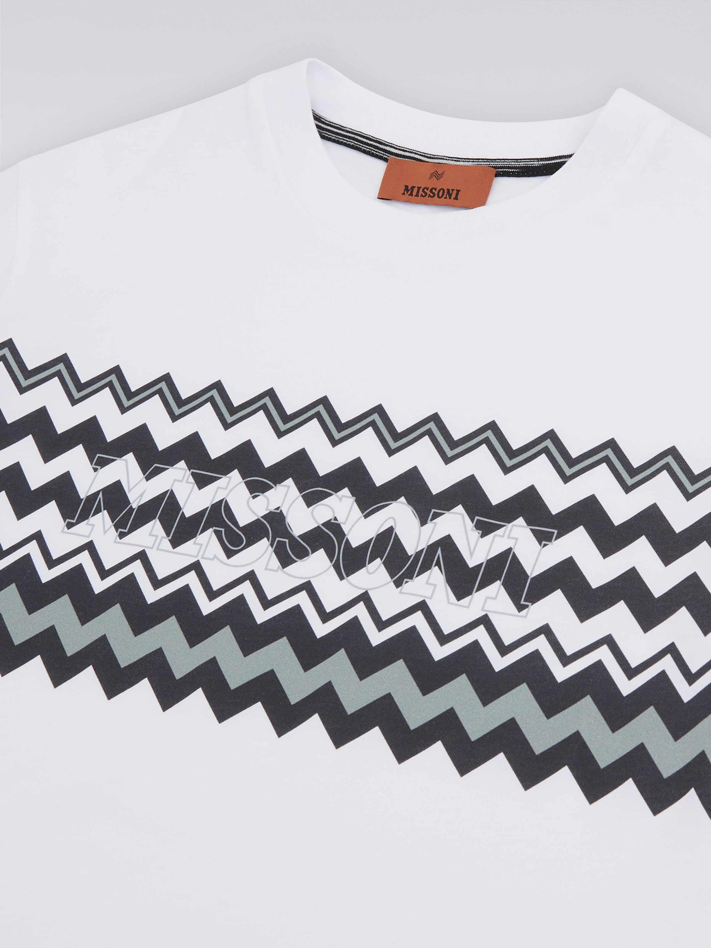 Cotton T-shirt with zigzag and logo, Black & White - 2
