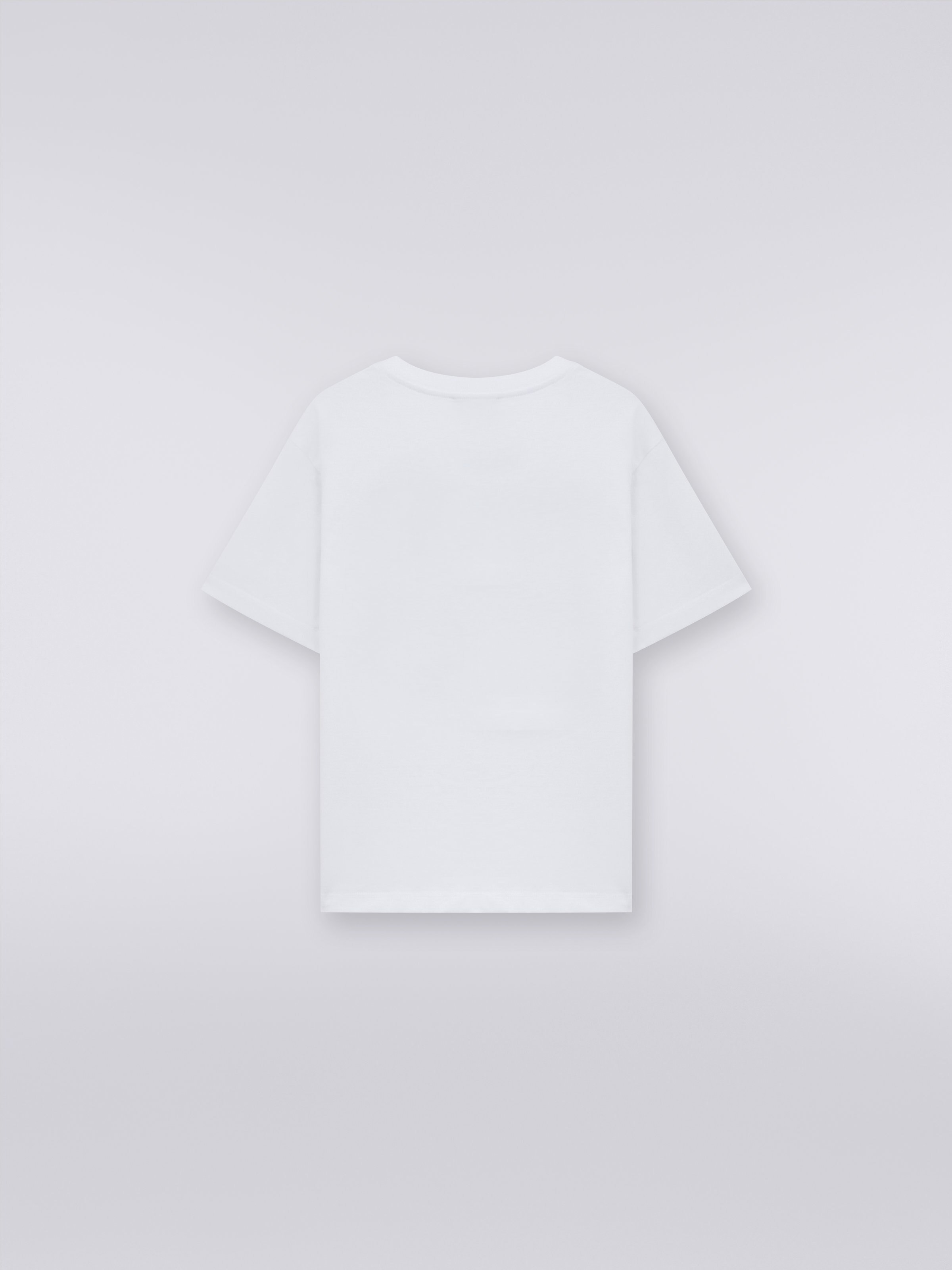 Cotton T-shirt with zigzag print and logo, White  - 1