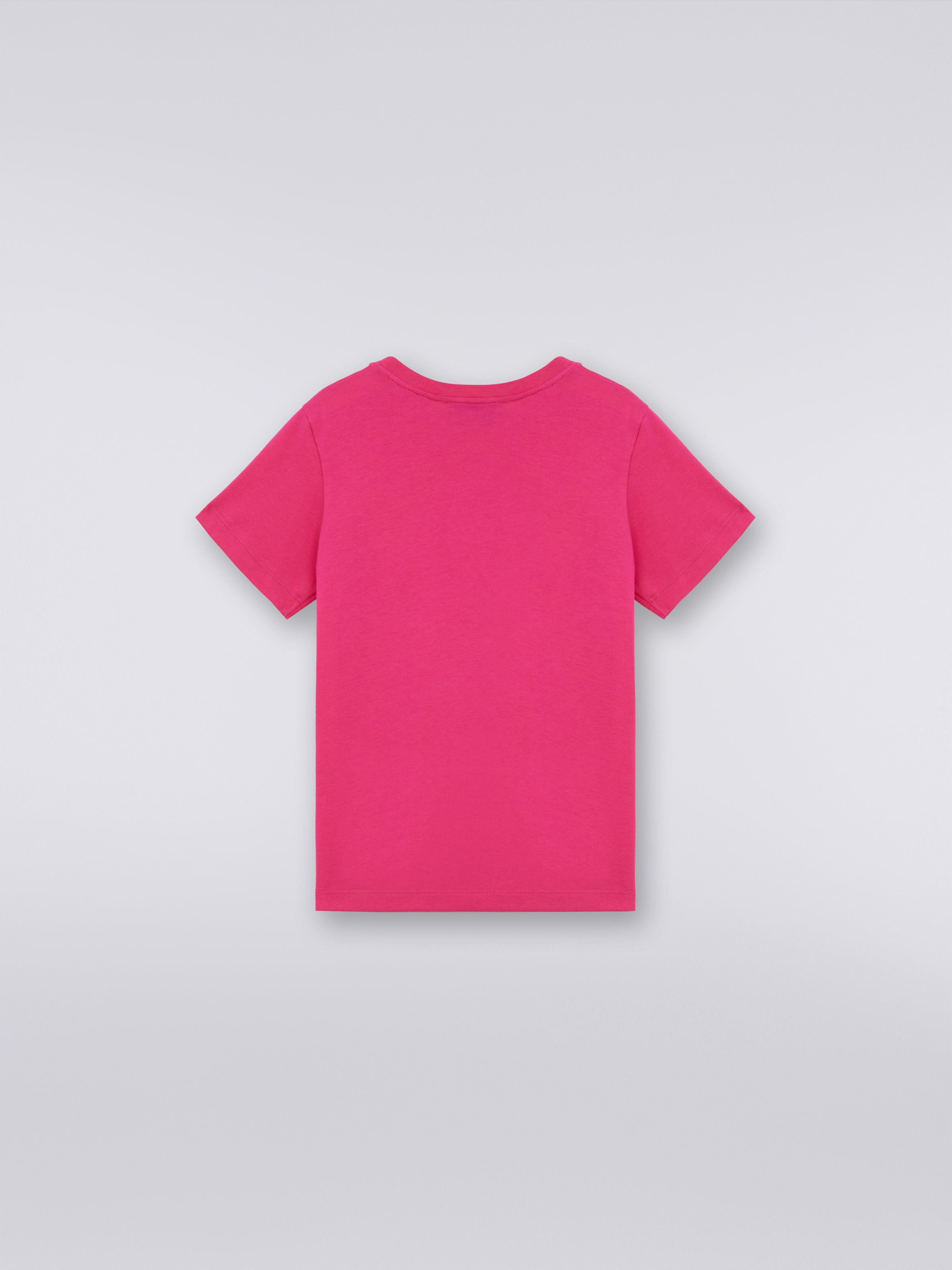 Camiseta de algodón con logotipo en relieve, Rosa   - 1