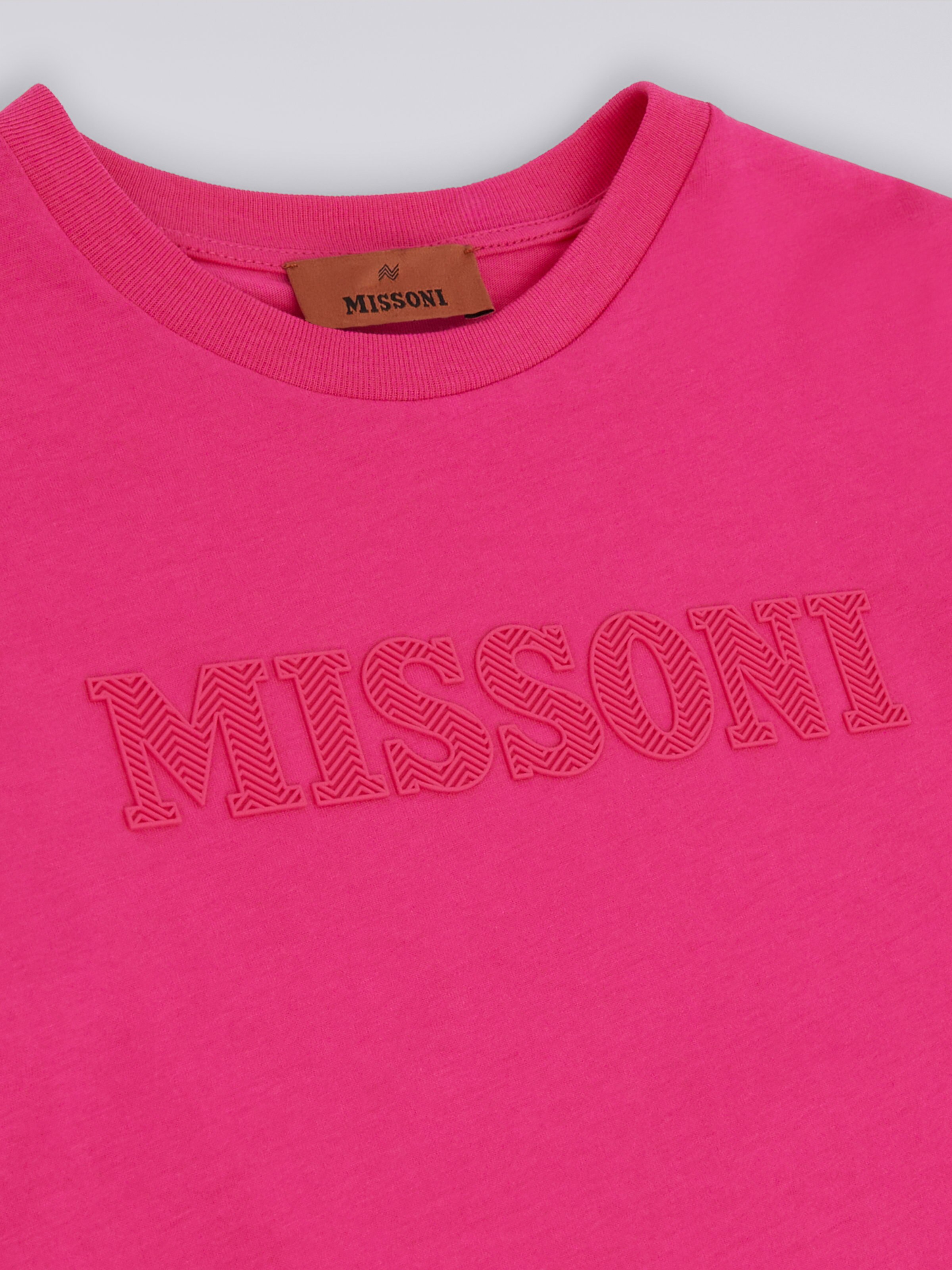 Camiseta de algodón con logotipo en relieve, Rosa   - 2