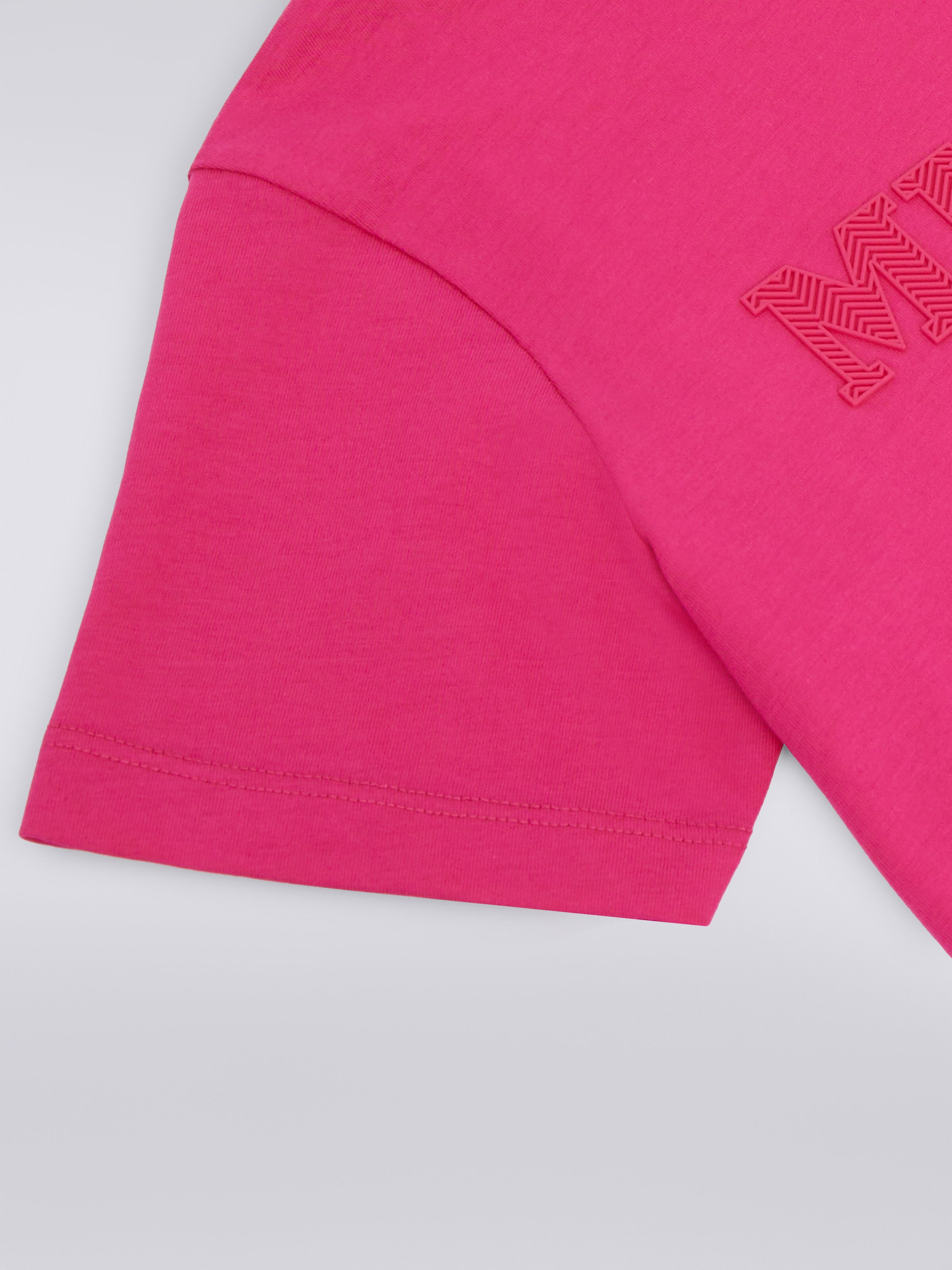 Camiseta de algodón con logotipo en relieve, Rosa   - 3