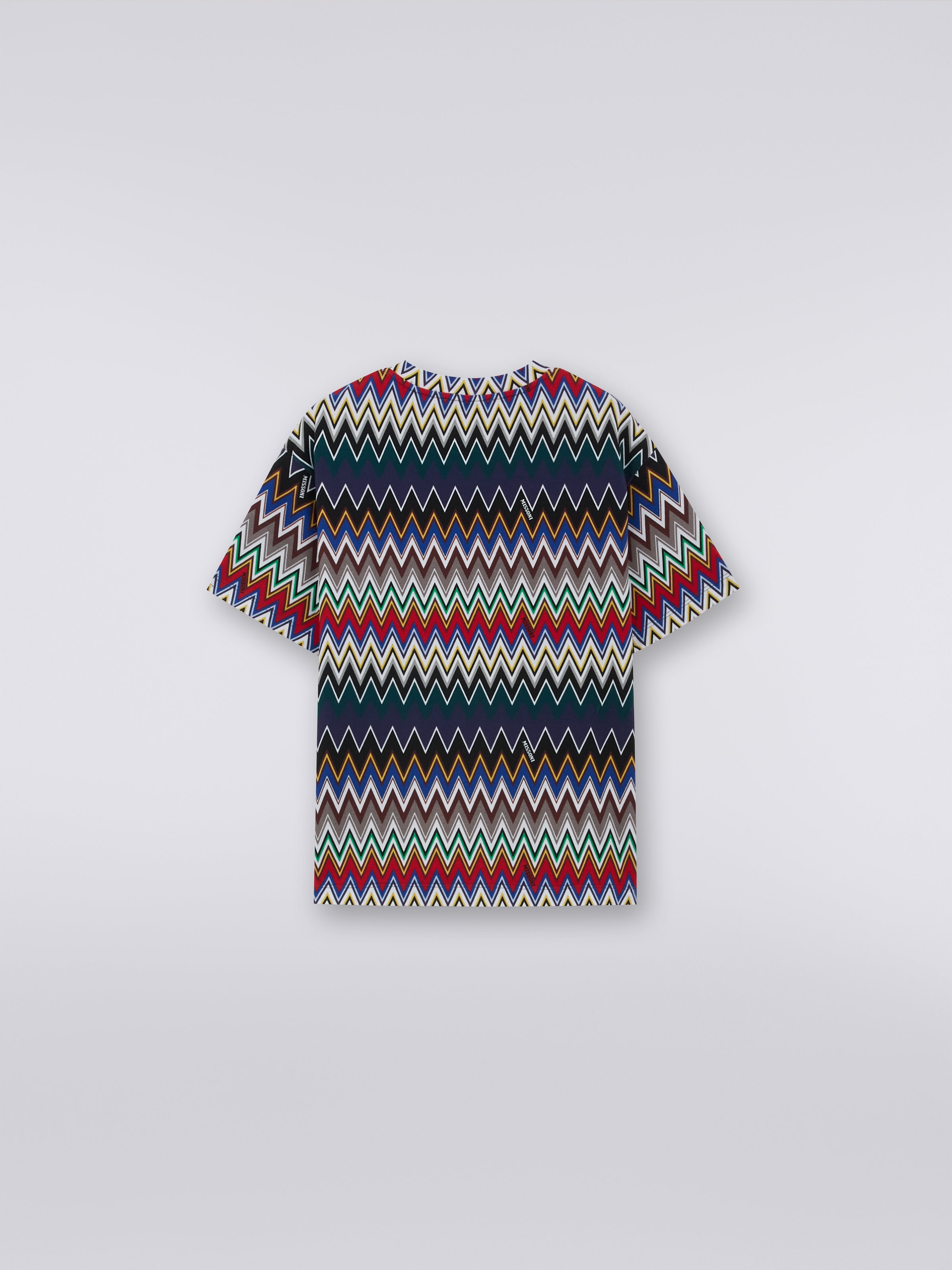 Cotton blend T-shirt with zigzag weave, Multicoloured  - 1