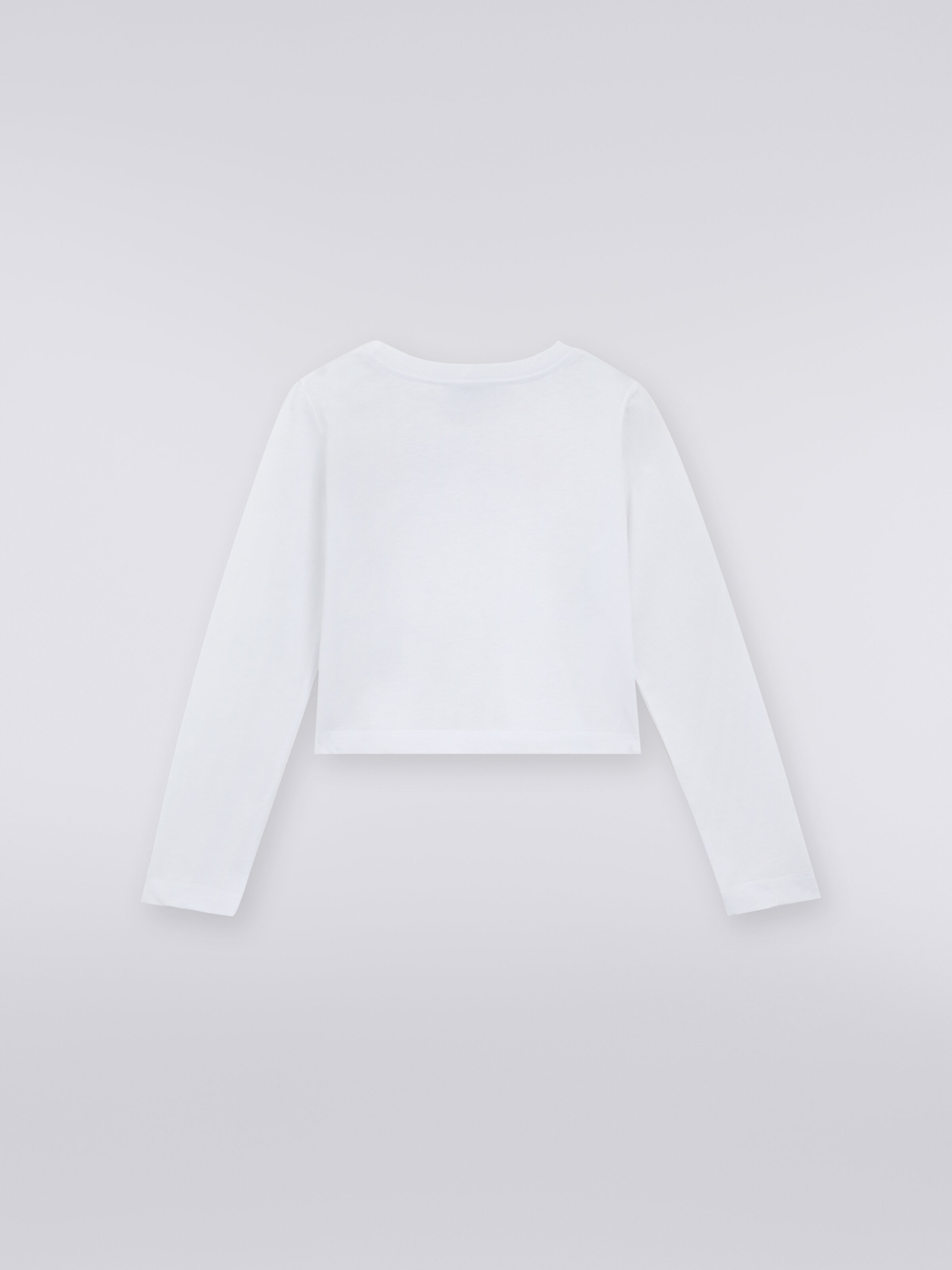 Camiseta de cuello redondo de algodón, Blanco  - 1
