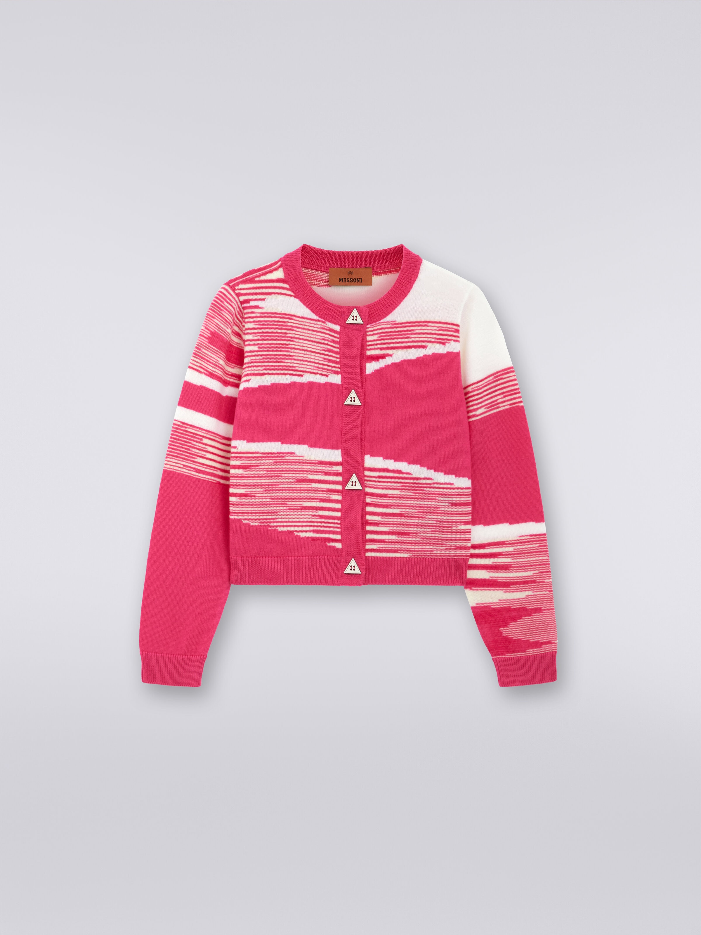Strickjacke aus reiner Schurwolle, Rosa   - 0