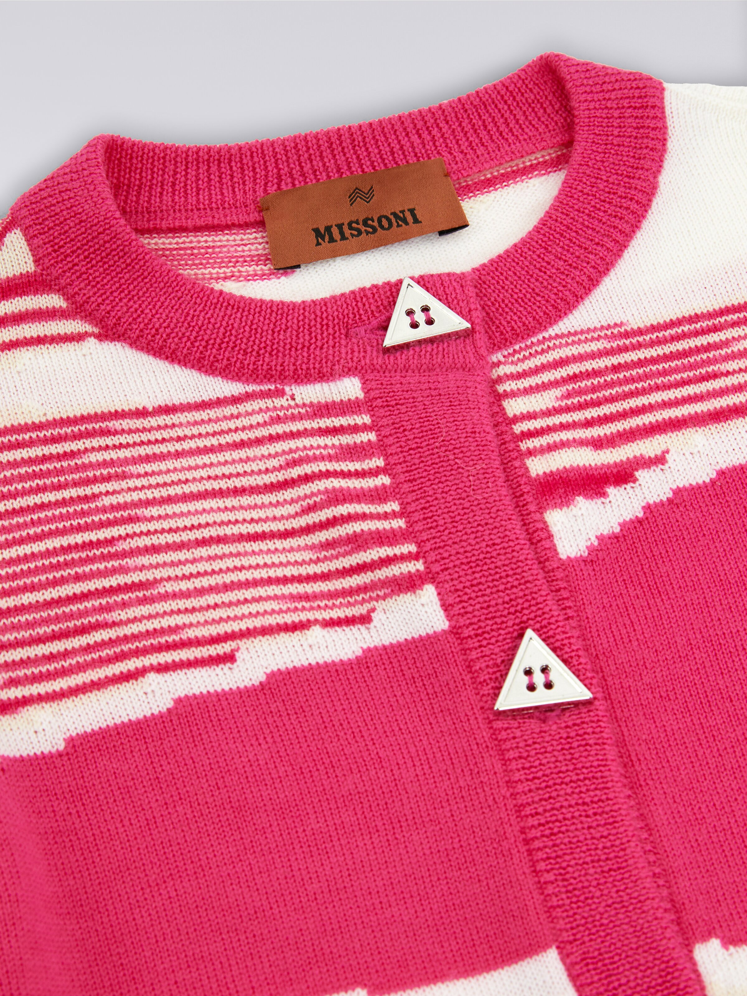 Strickjacke aus reiner Schurwolle, Rosa   - 2