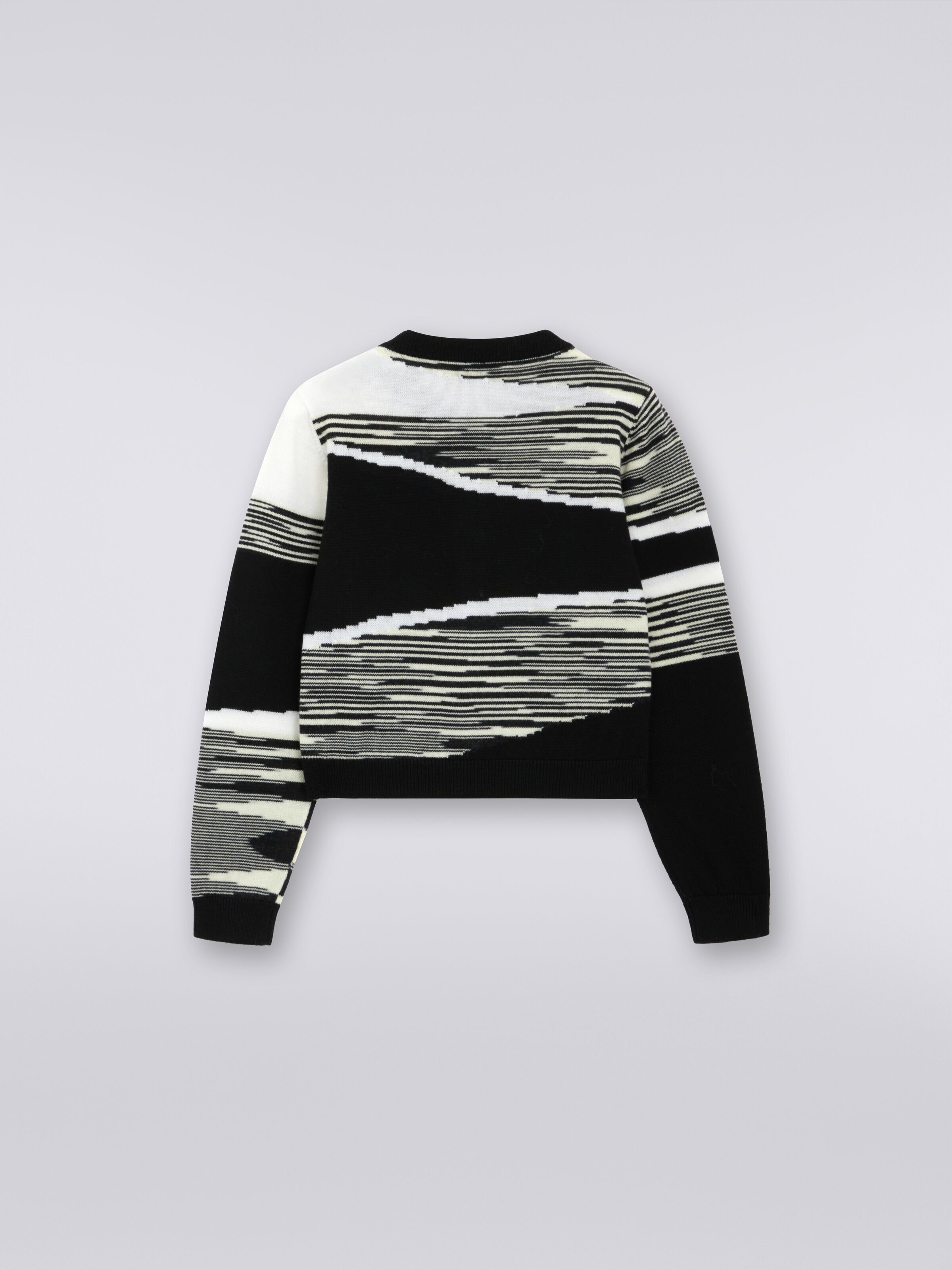 Strickjacke aus reiner Schurwolle, Weiß & Schwarz - 1