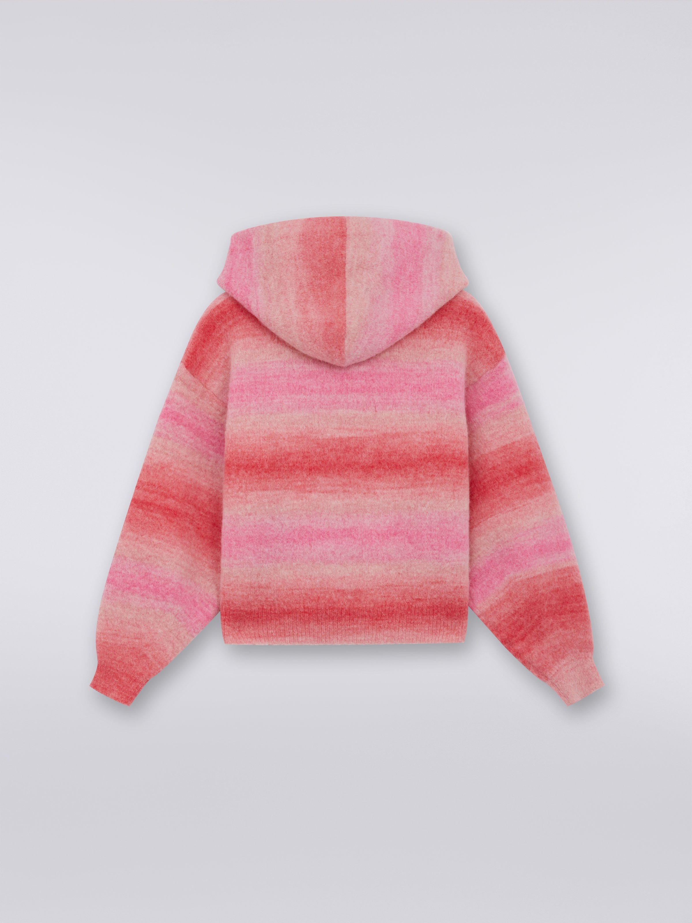 Striped wool blend hooded pullover, Pink   - 1