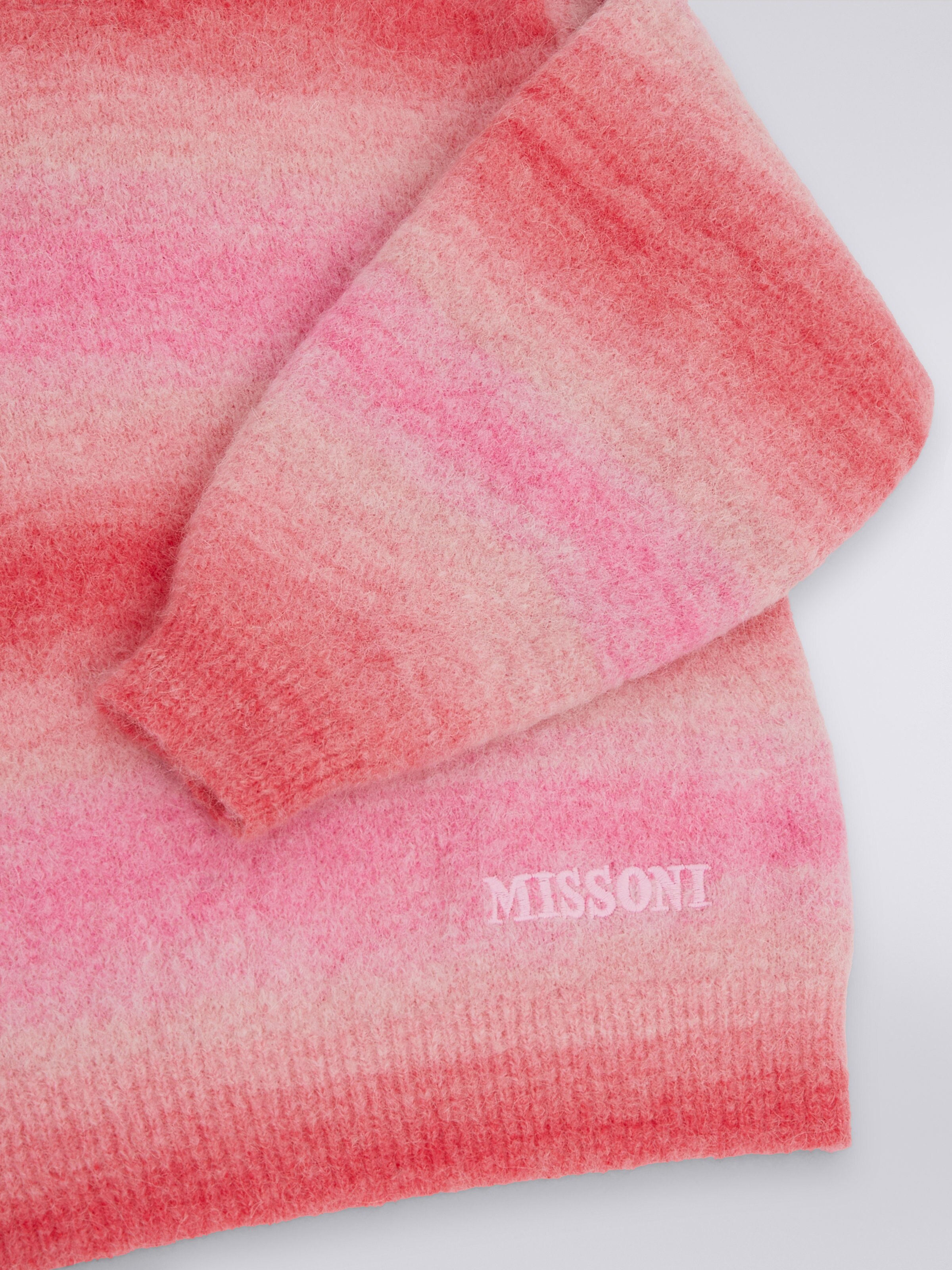 Striped wool blend hooded pullover, Pink   - 3