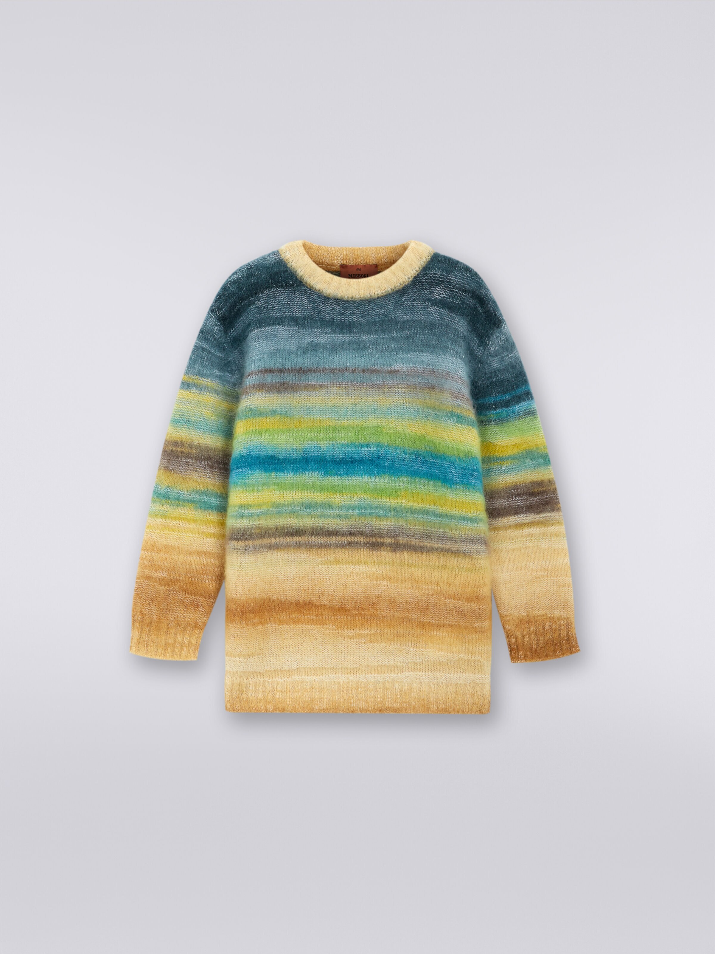Mohair and alpaca blend crew-neck jumper, Multicoloured  - 0