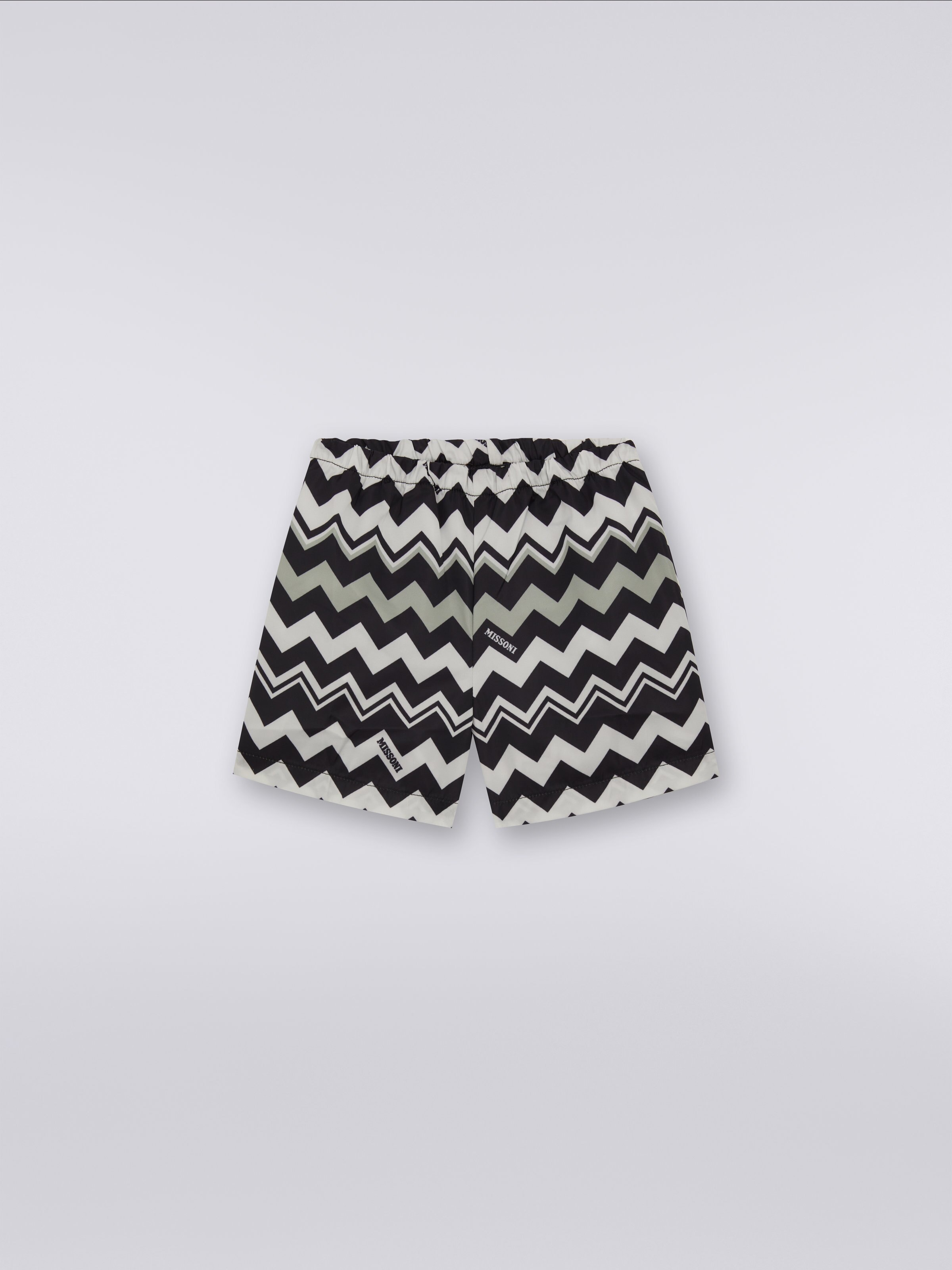 Costume con elastico in vita fantasia a zig zag, Bianco & Nero - 0