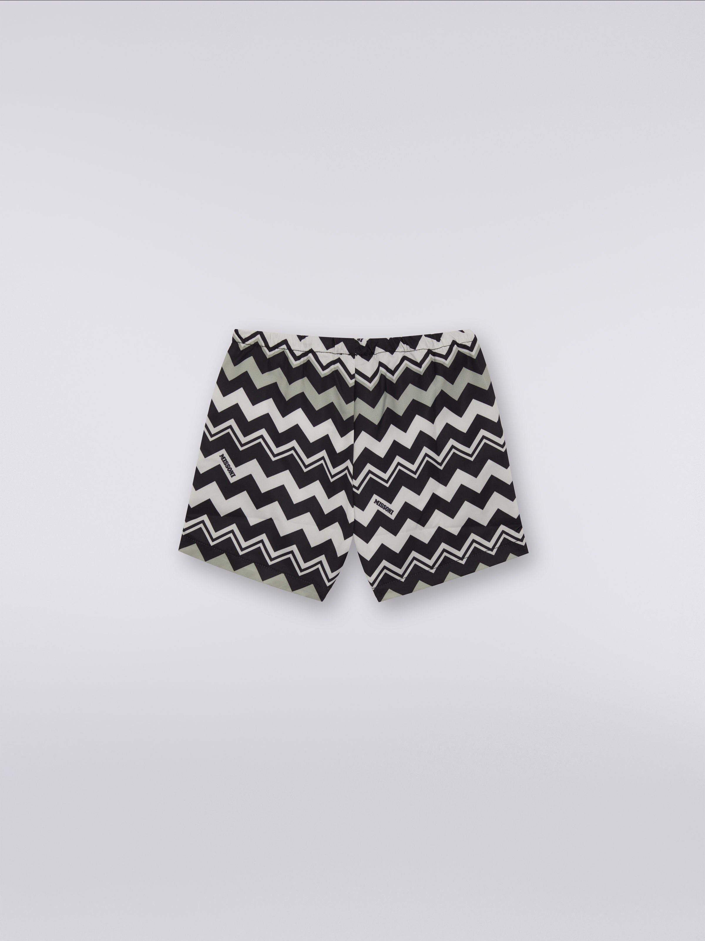 Costume con elastico in vita fantasia a zig zag, Bianco & Nero - 1