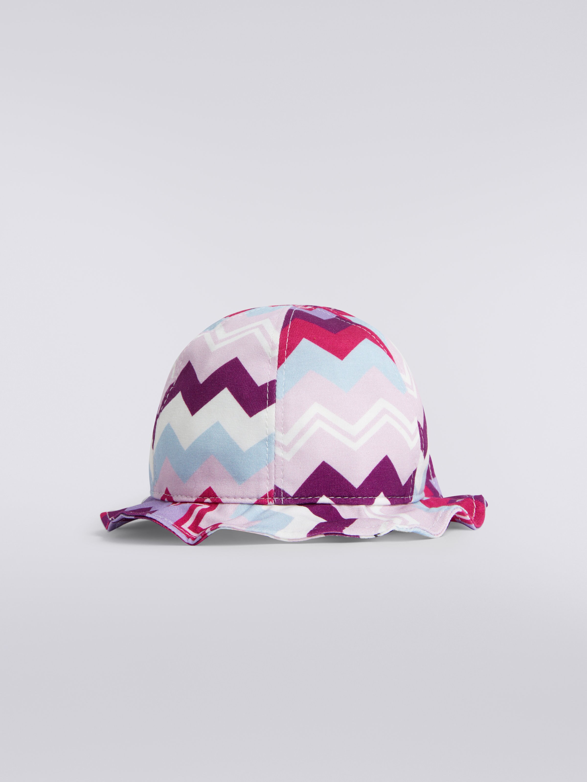 Cotton blend hat with zigzag pattern, Multicoloured  - 0