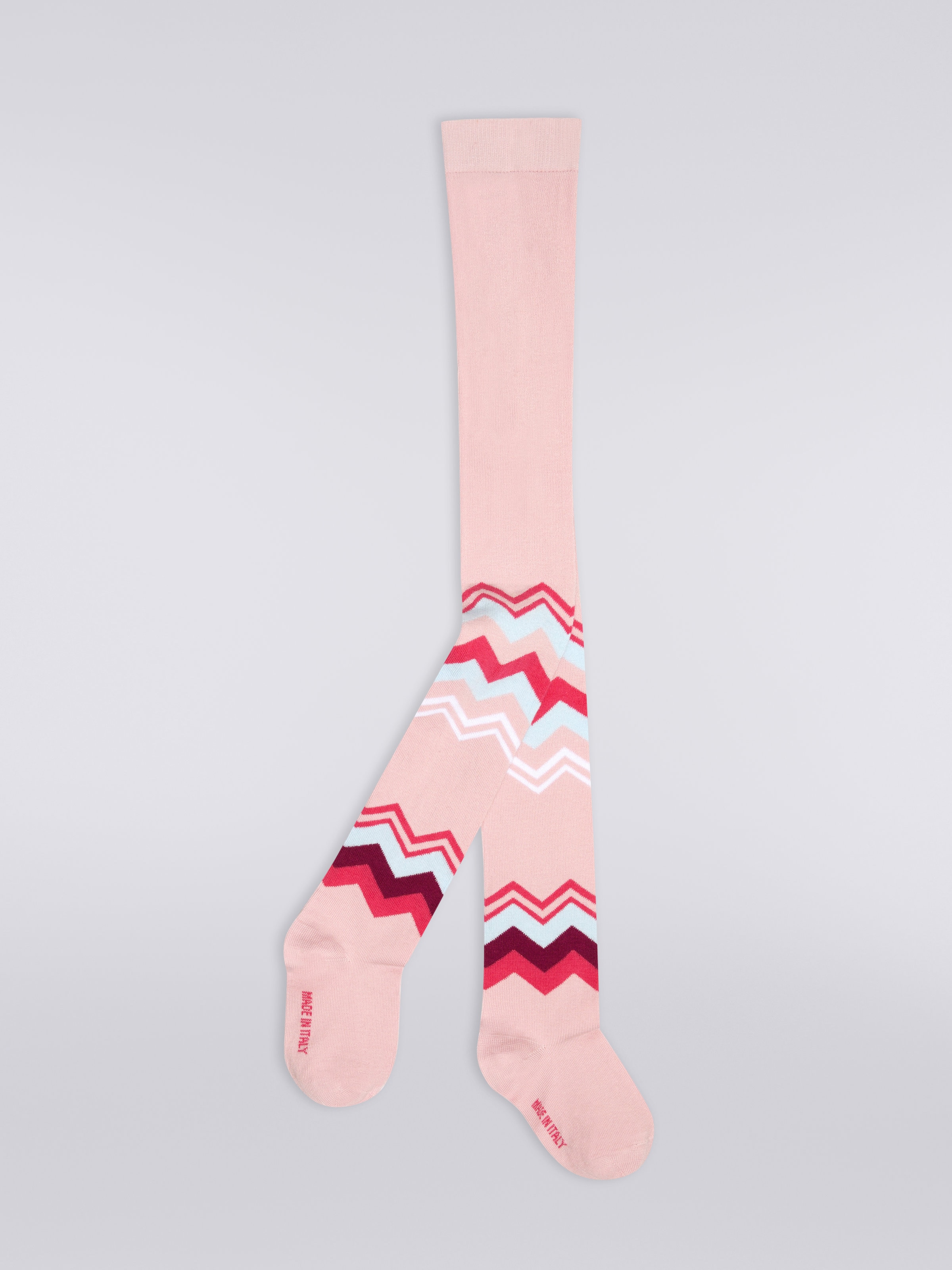 Zigzag cotton blend tights, Multicoloured  - 0
