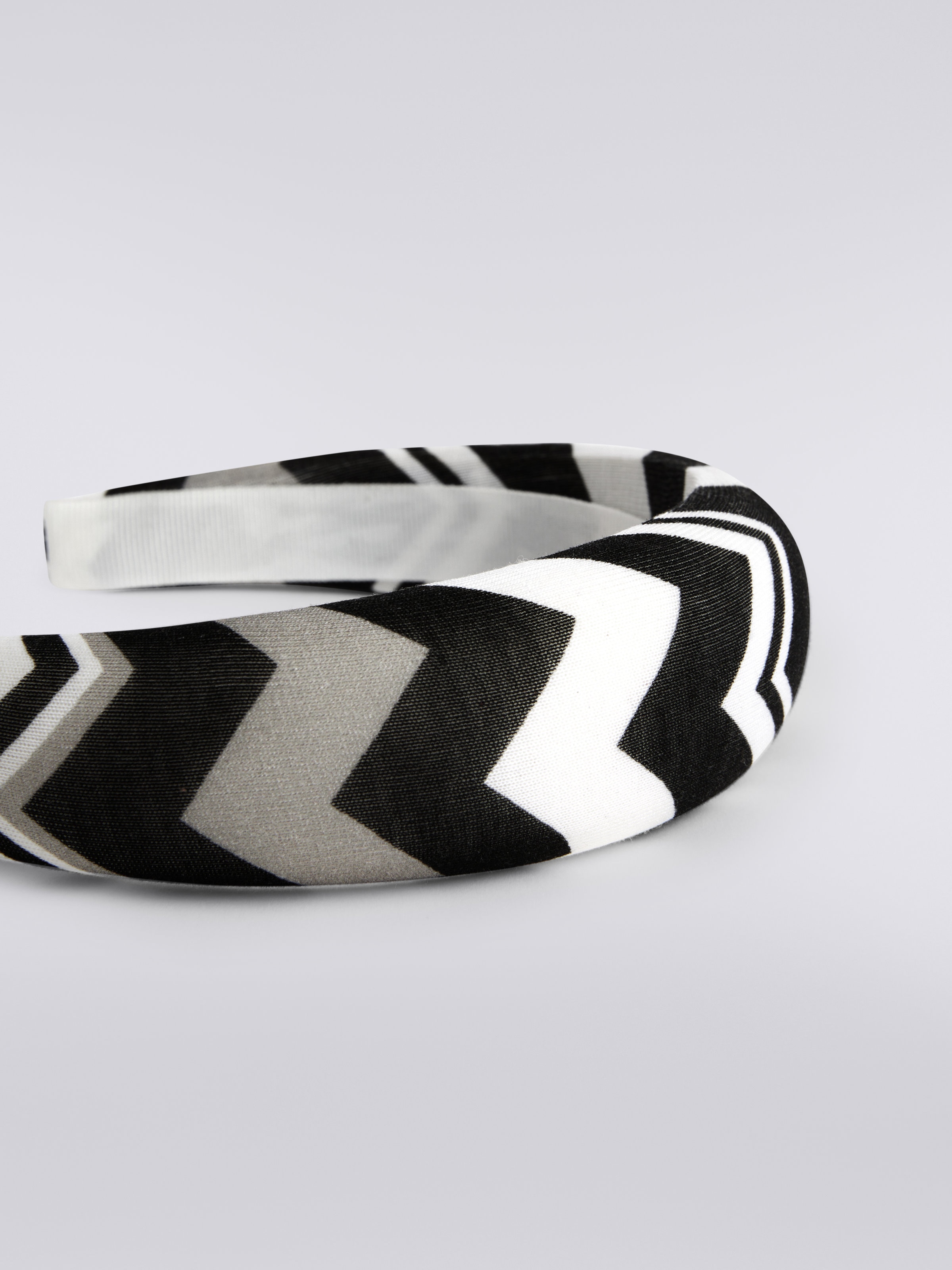Serretête rigide en tissu à zig zag Noir & Blanc Missoni