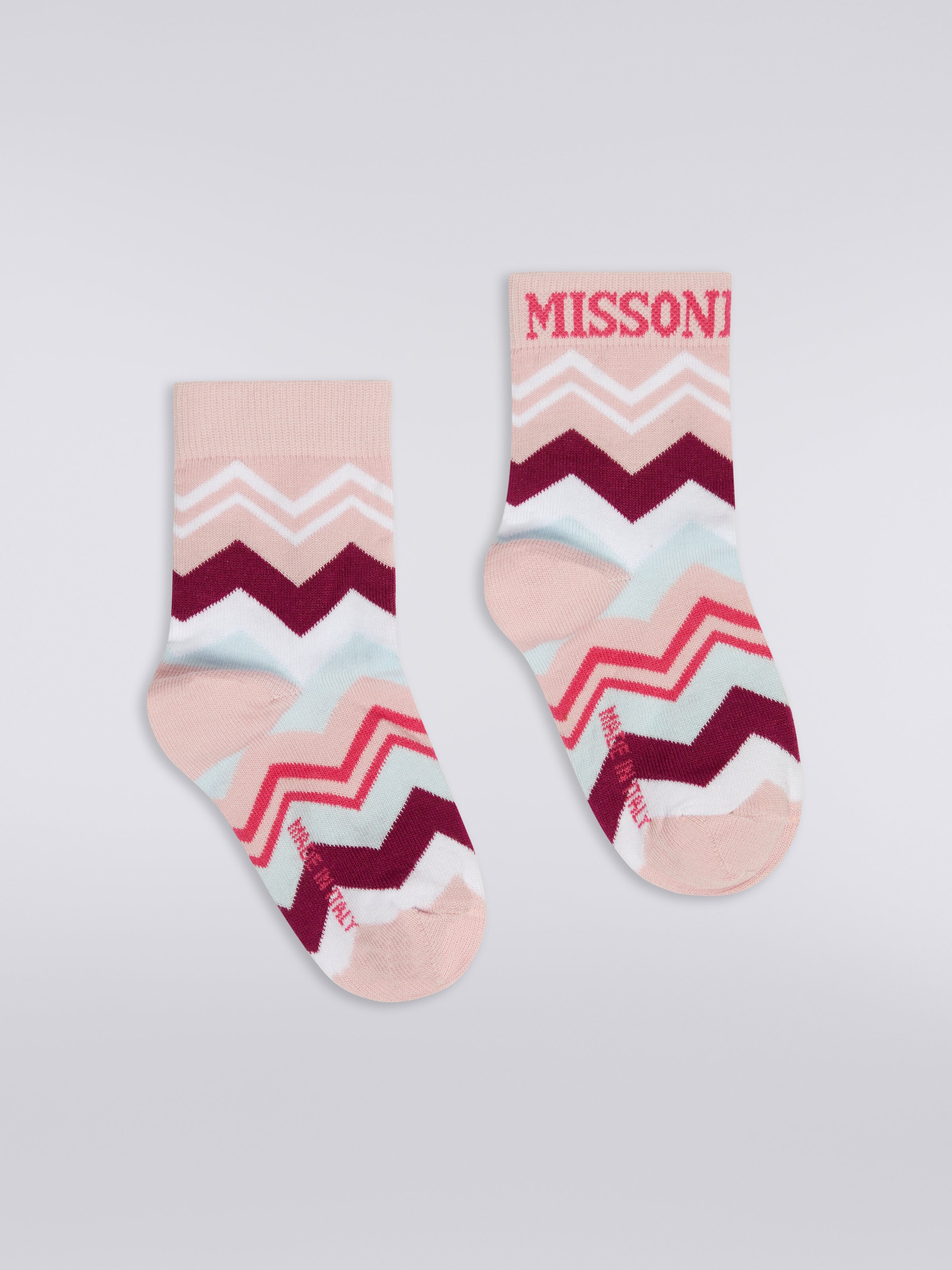 Zigzag cotton blend socks, Multicoloured  - 0