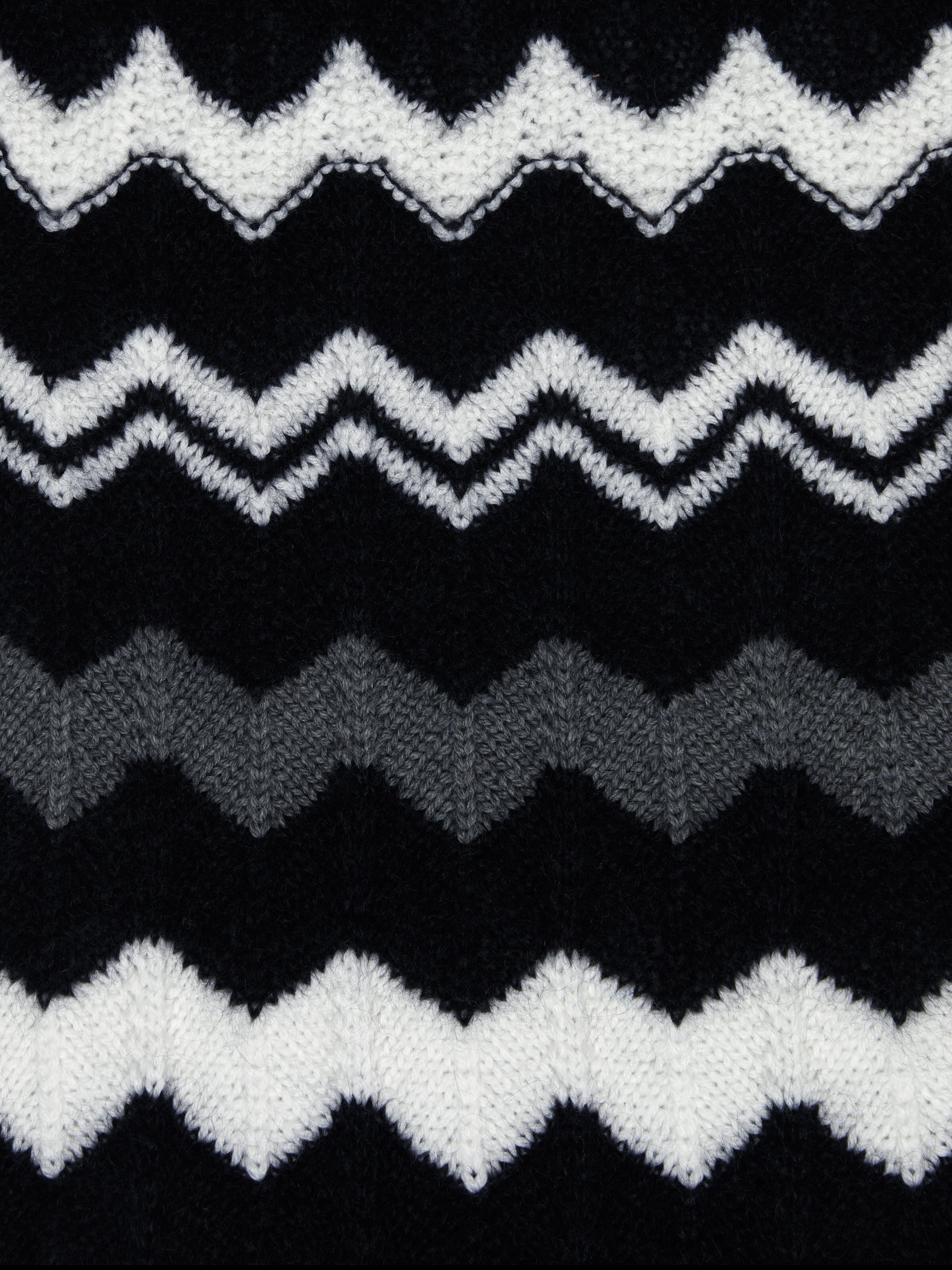 Écharpe en laine à zig zag, Noir & Blanc - 2