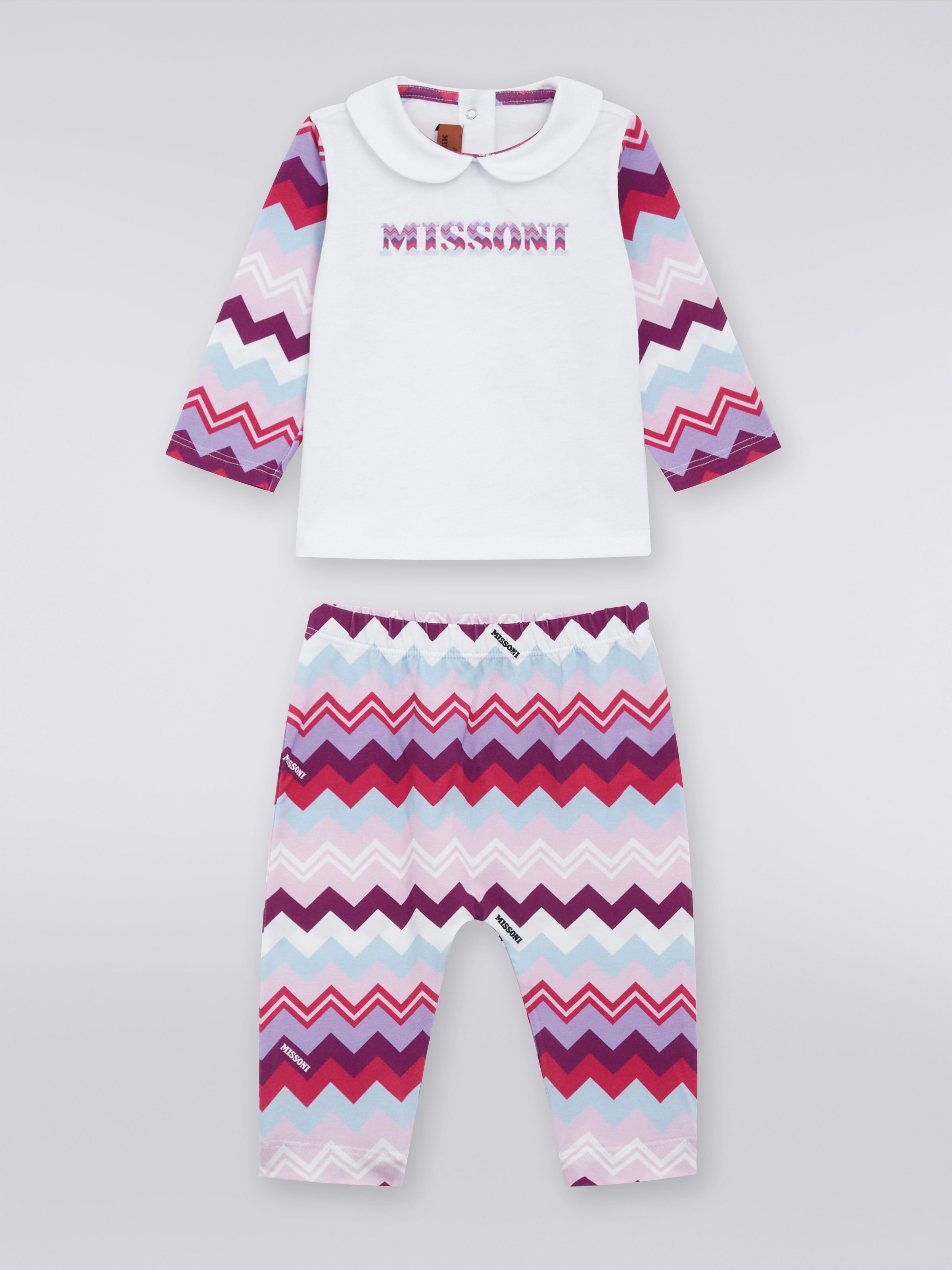 Three-piece set in cotton with zigzag pattern, Multicoloured  - 1