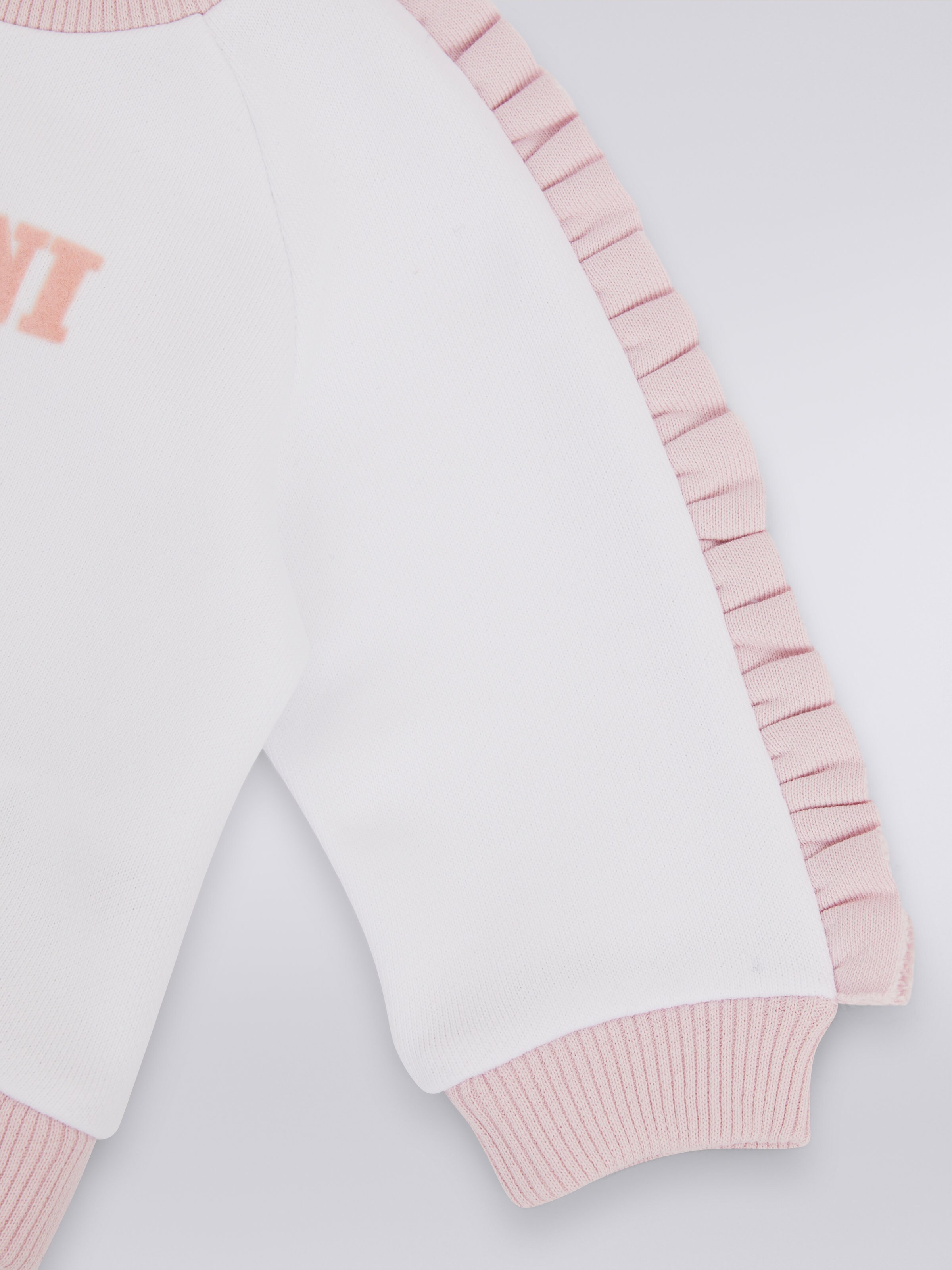 Pull en coton avec fronces et logo dégradé, Rose   - 3