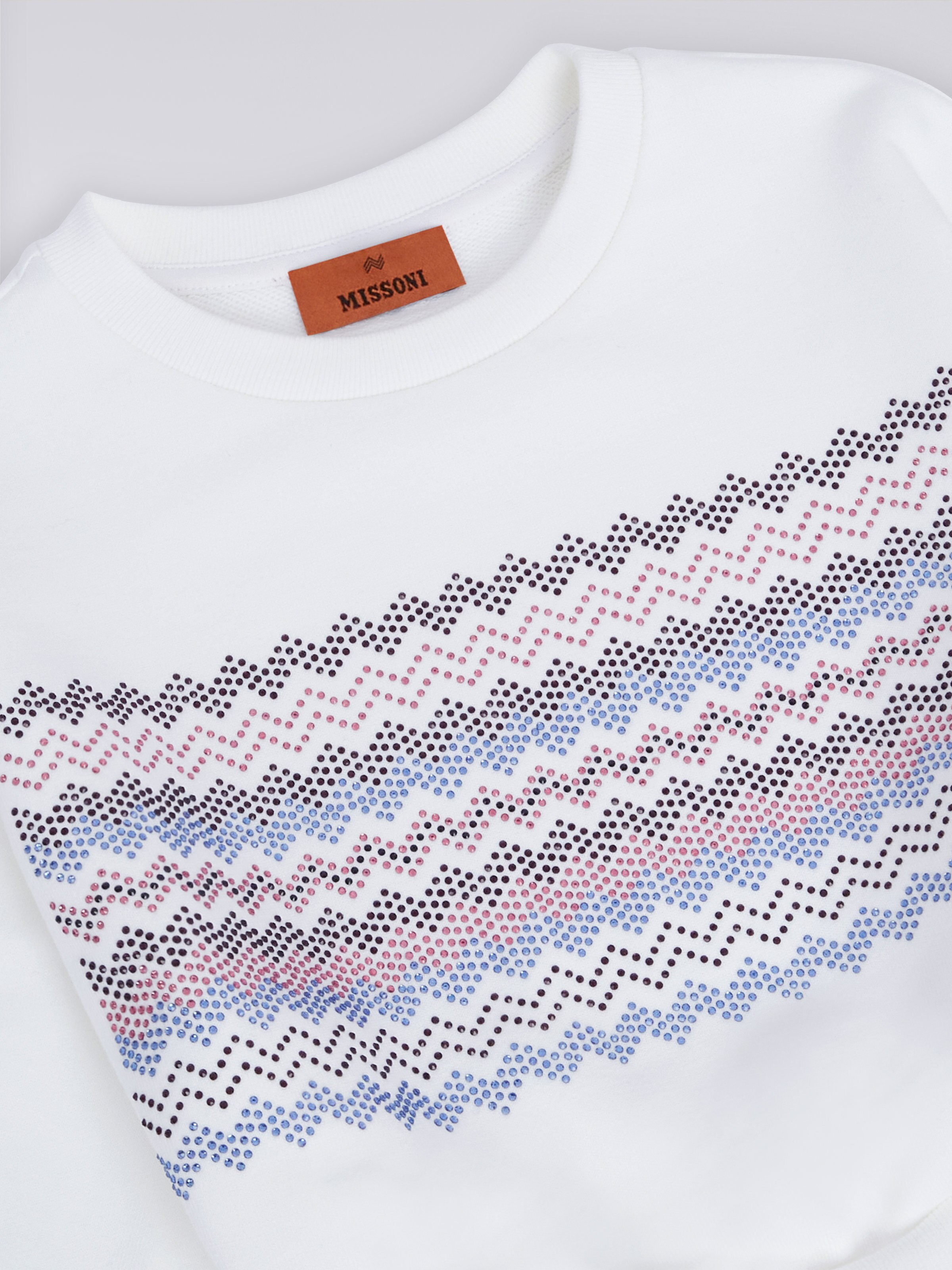 Sweat à manches longues en coton avec appliqués zig zag et logo, Multicolore  - 2