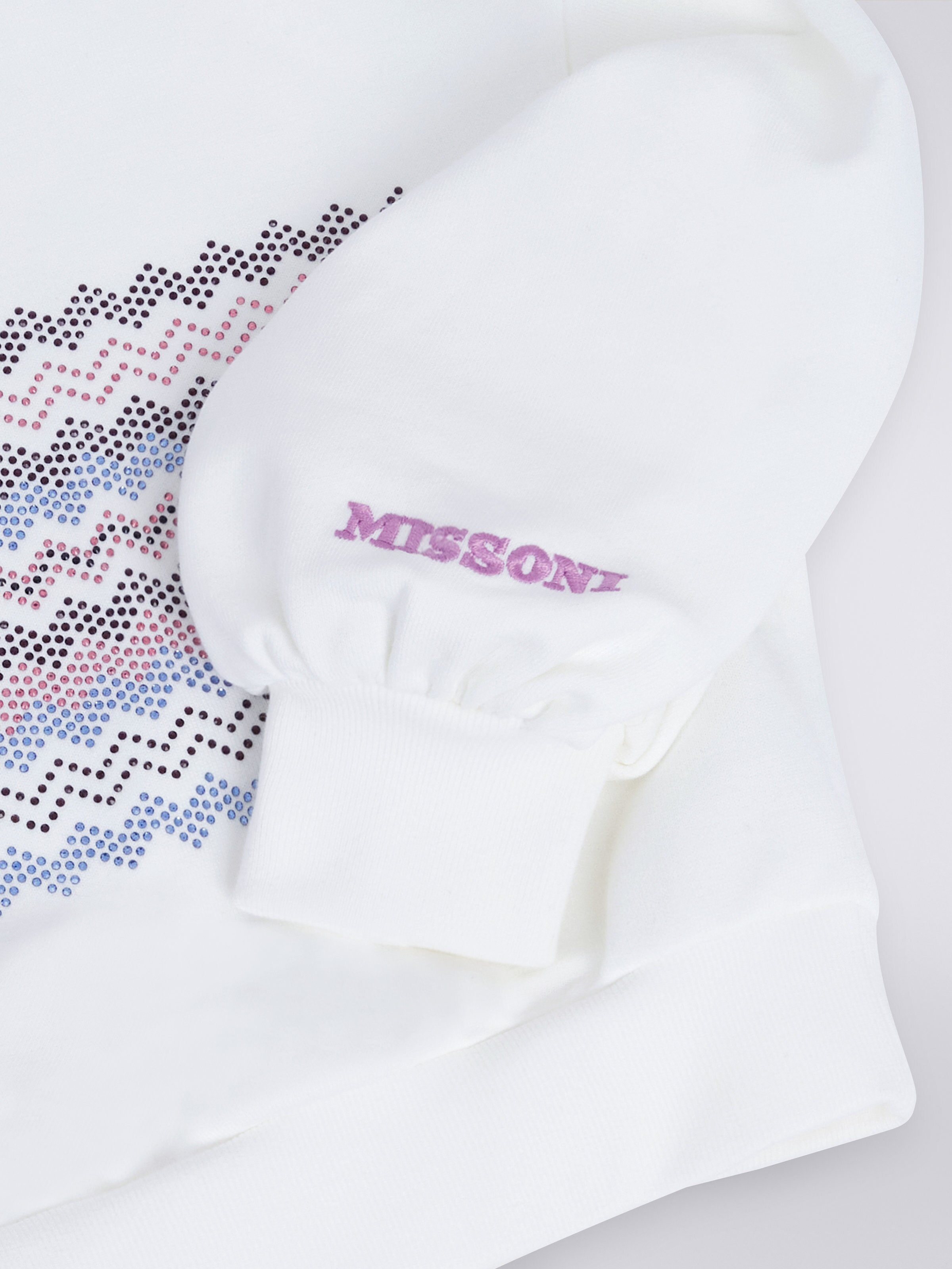 Sweat à manches longues en coton avec appliqués zig zag et logo, Multicolore  - 3