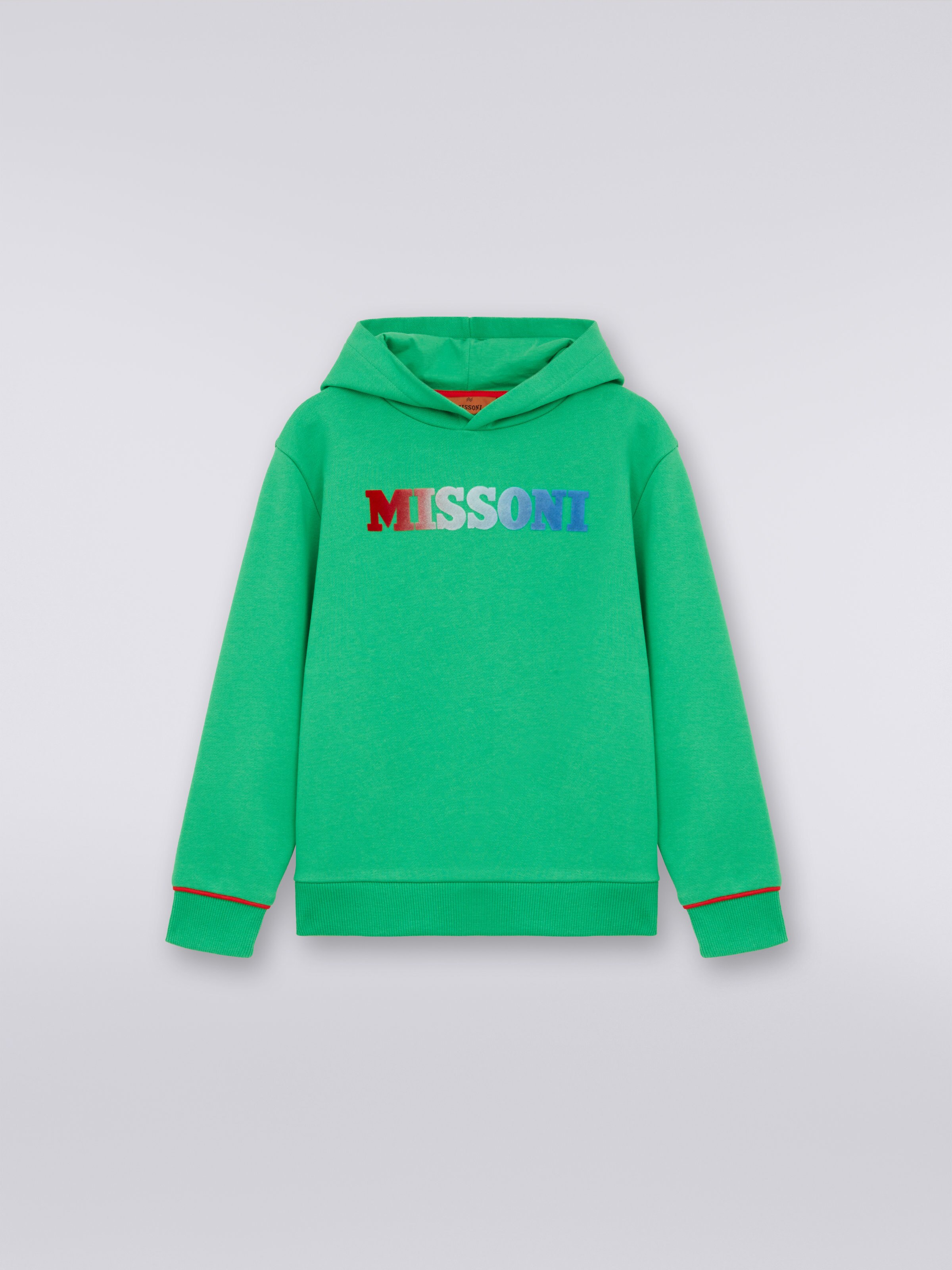 Cotton hoodie with d grad logo Green Missoni