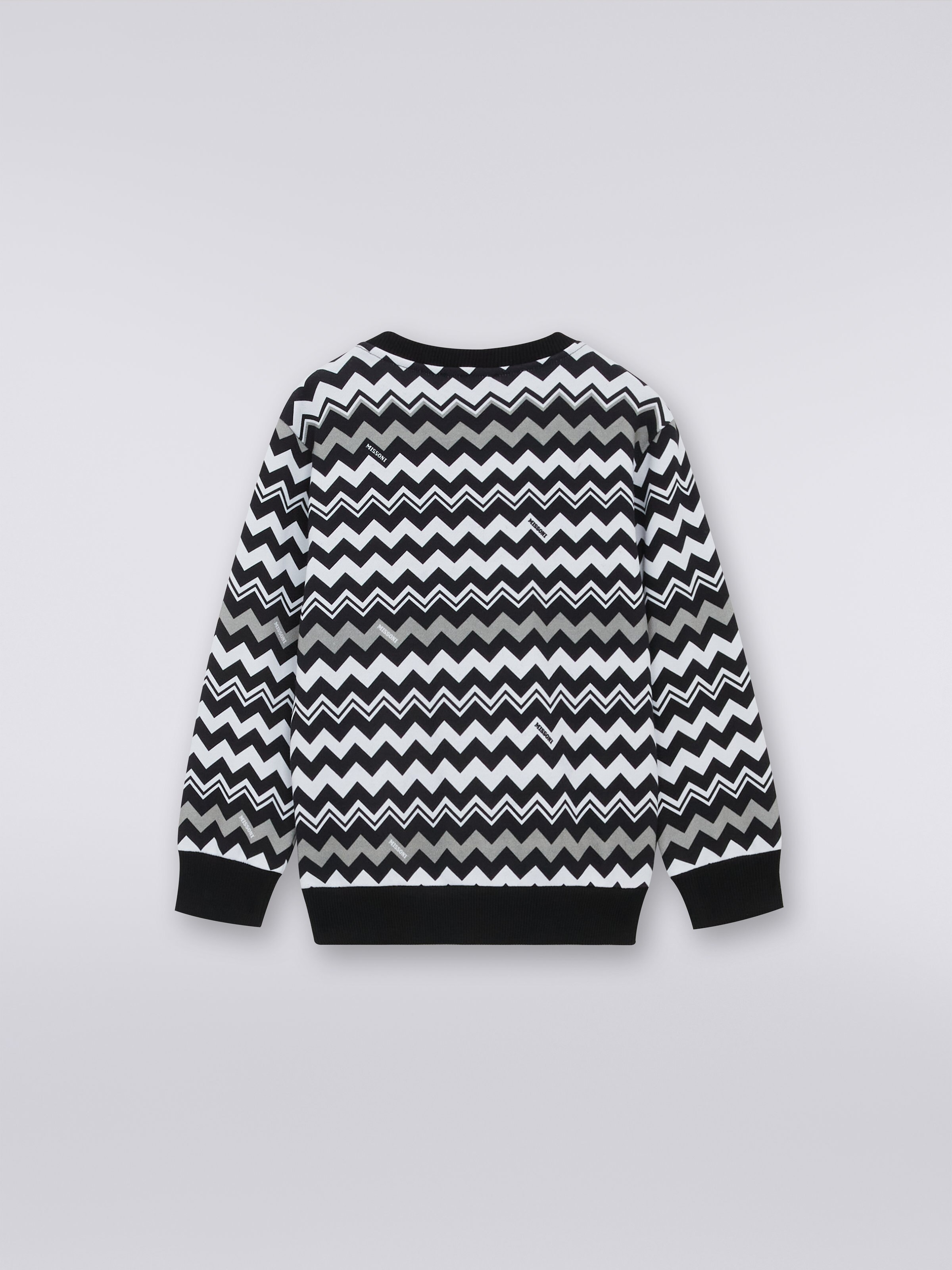 Patchwork-Sweatshirt mit Rundhalsausschnitt aus Baumwolle, Weiß & Schwarz - 1