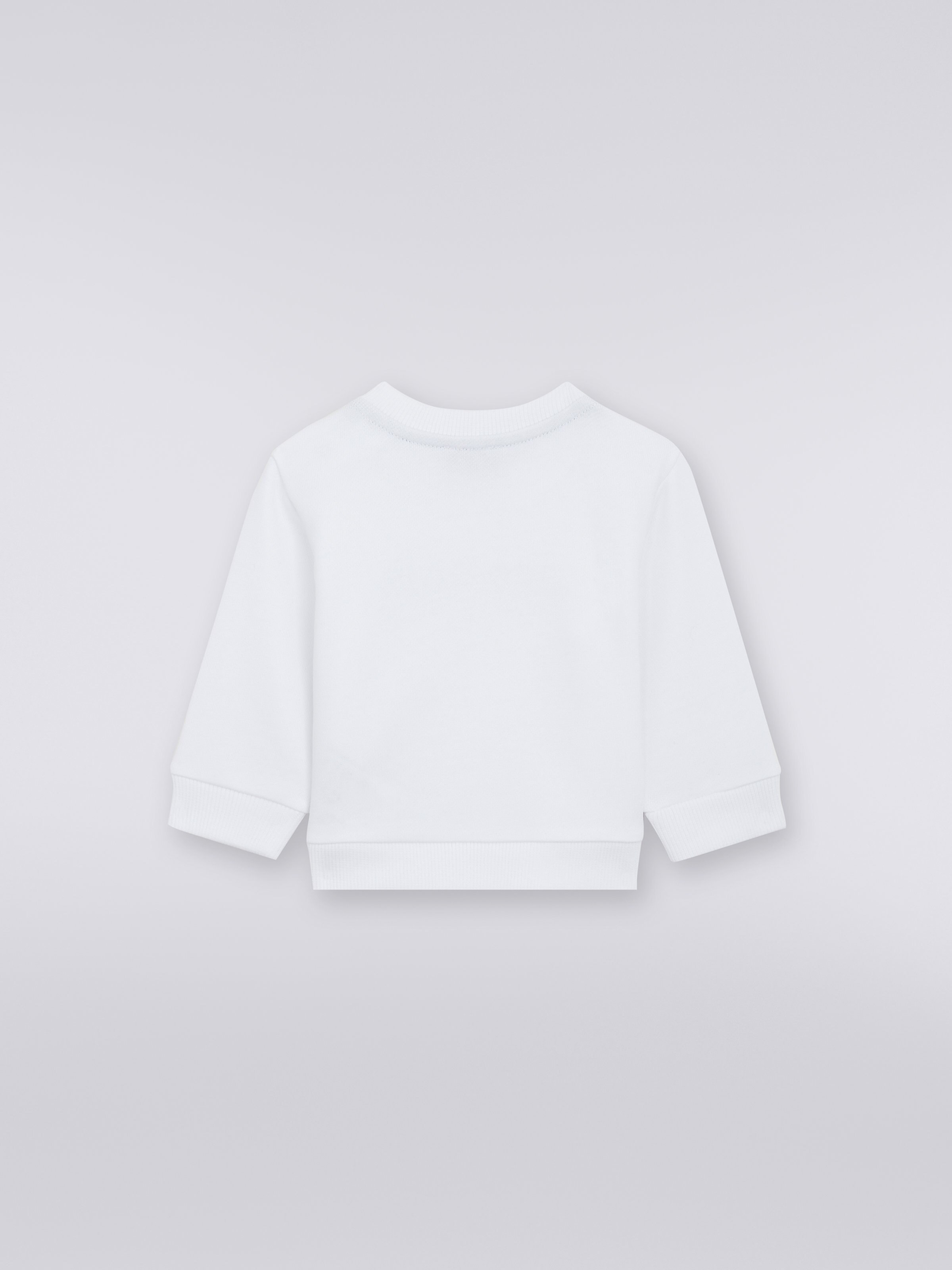 Crew-neck cotton sweatshirt with logo, White  - 1