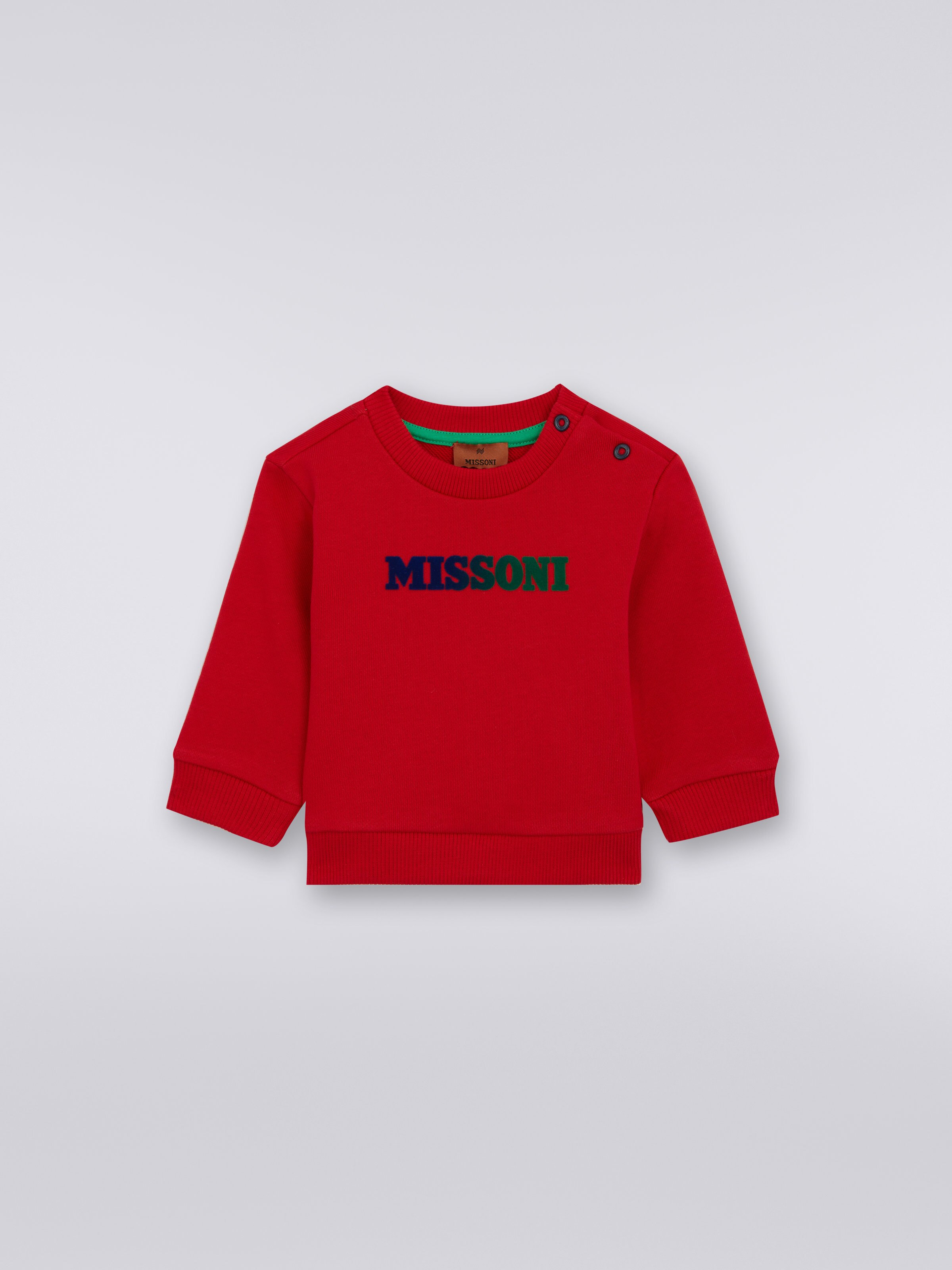 Sudadera de cuello redondo de algodón con logotipo, Rojo  - 0