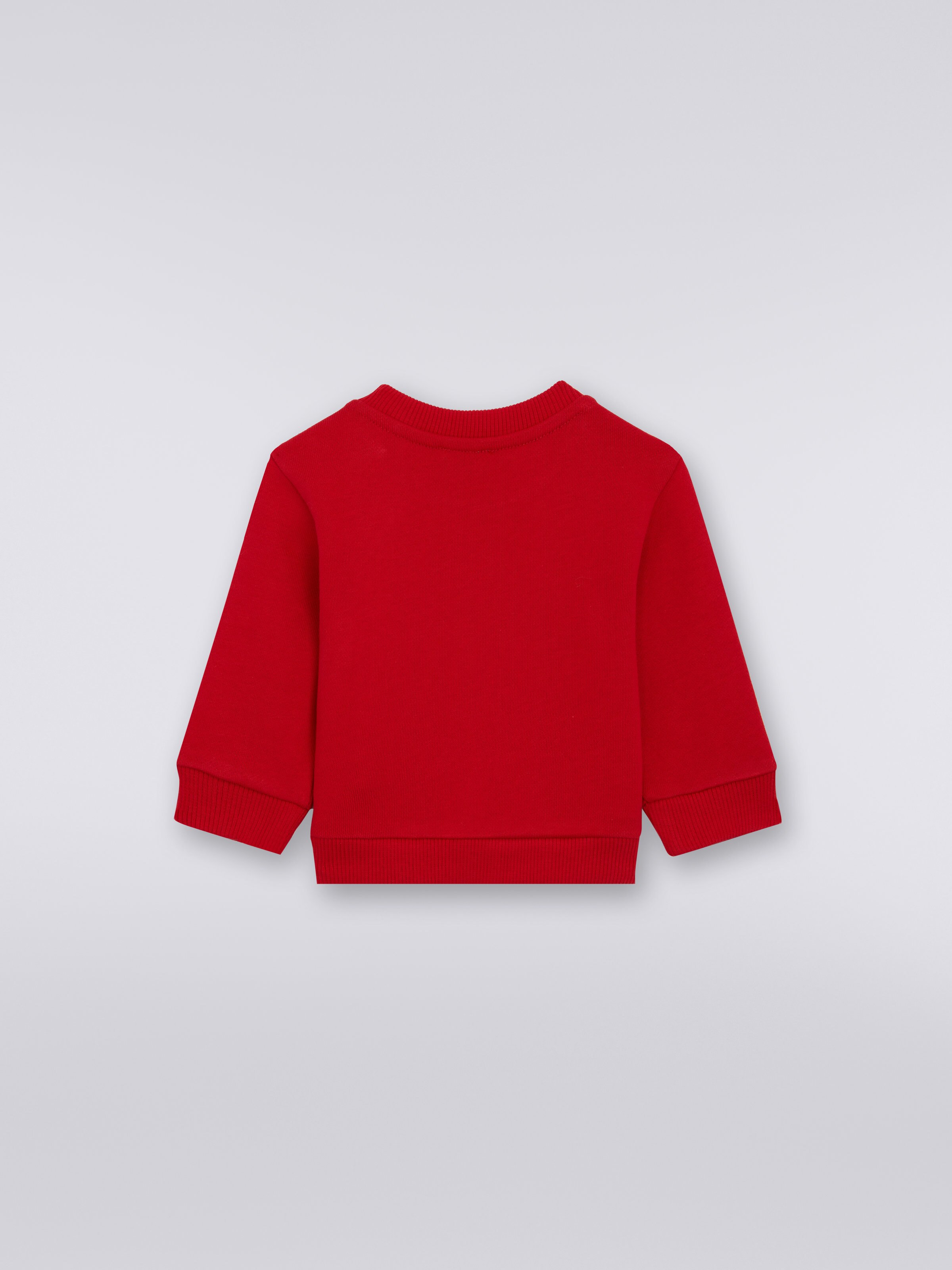 Sudadera de cuello redondo de algodón con logotipo, Rojo  - 1