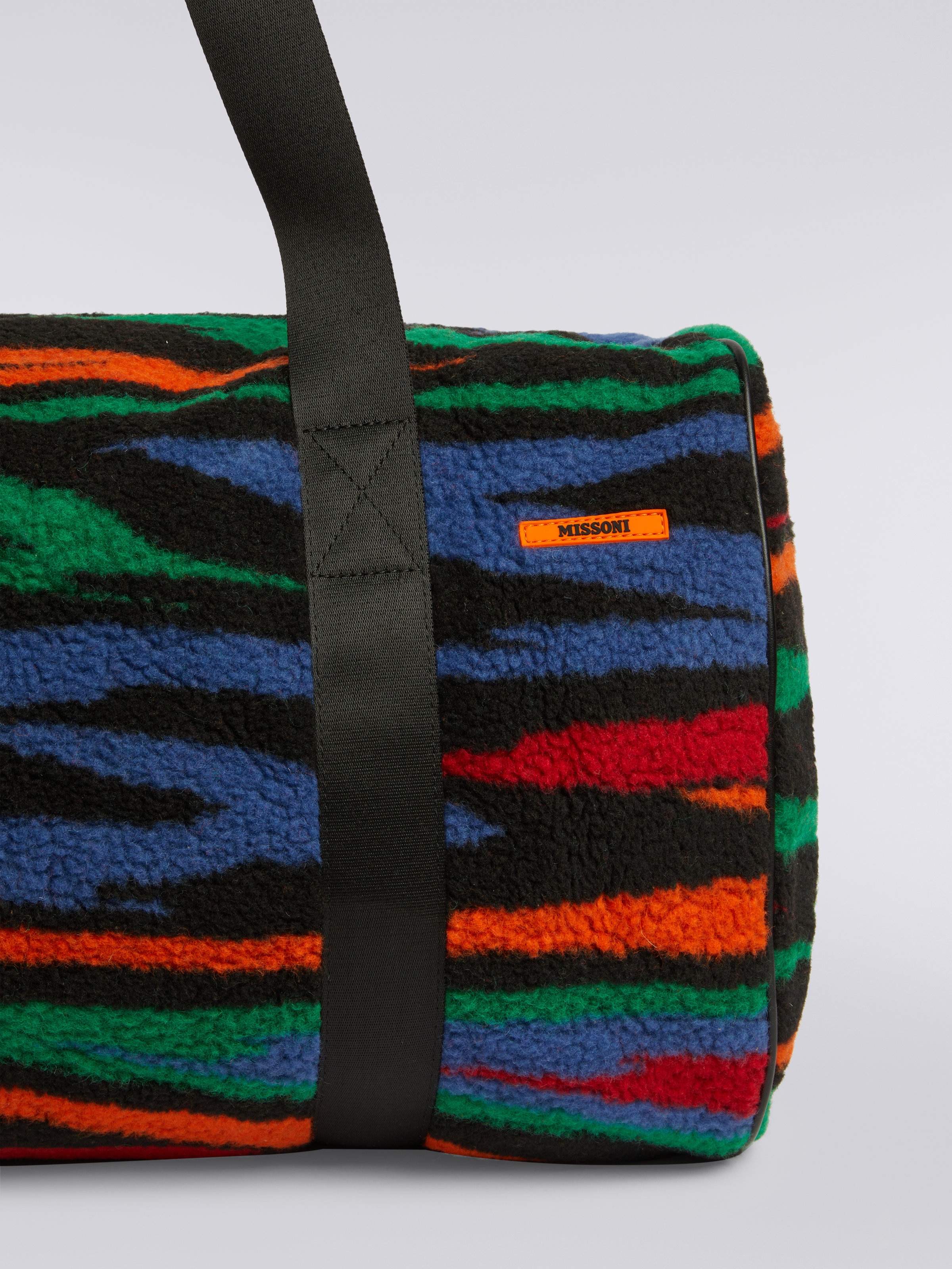 Fur-effect wool blend travel bag, Multicoloured  - 4