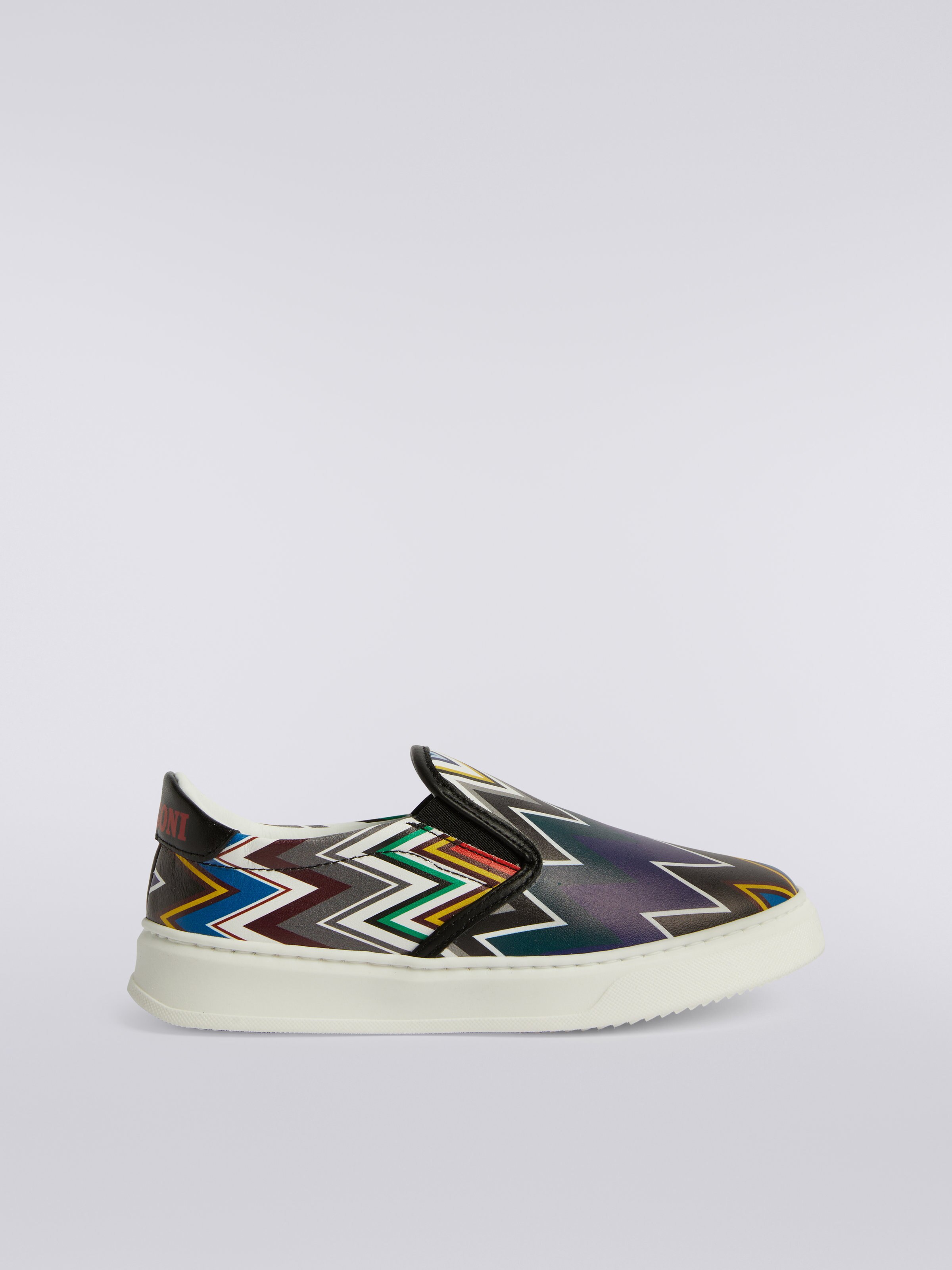 Slip-on trainers with zigzag print, Multicoloured  - 0