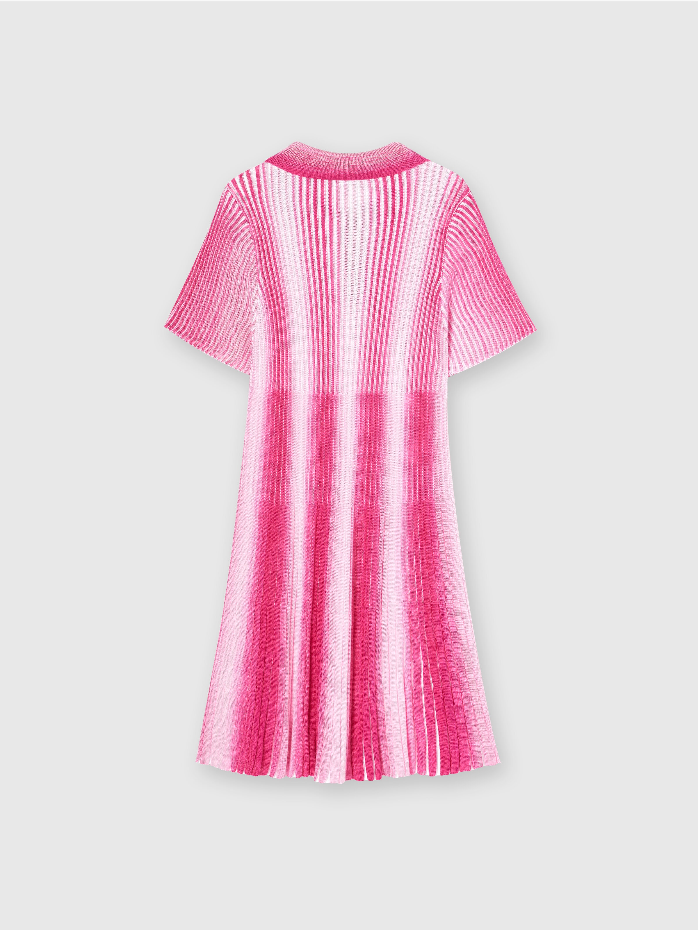 Midi dress in striped viscose knit, Pink   - 1