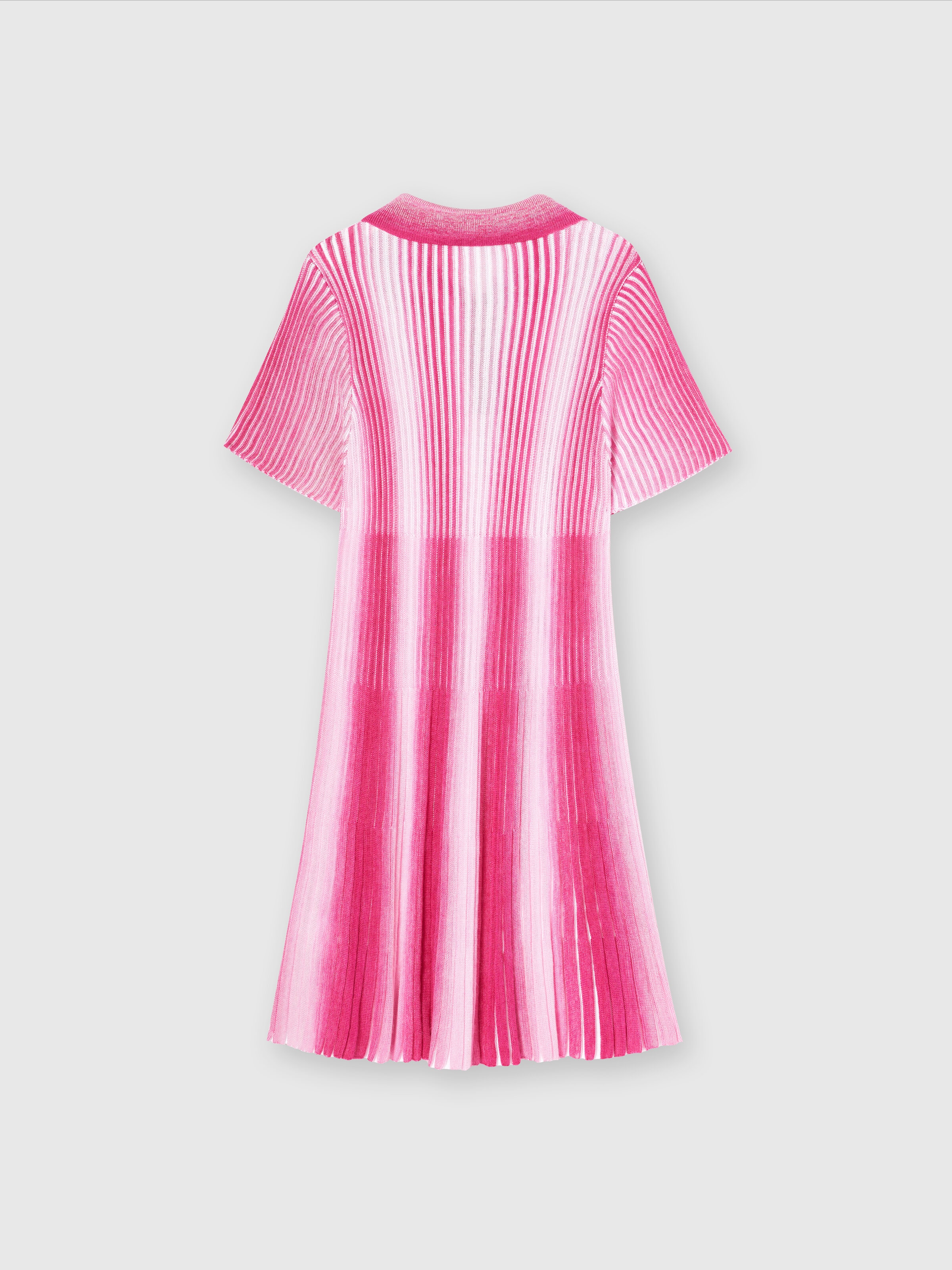 Vestido midi de punto de viscosa a rayas, Rosa   - 1