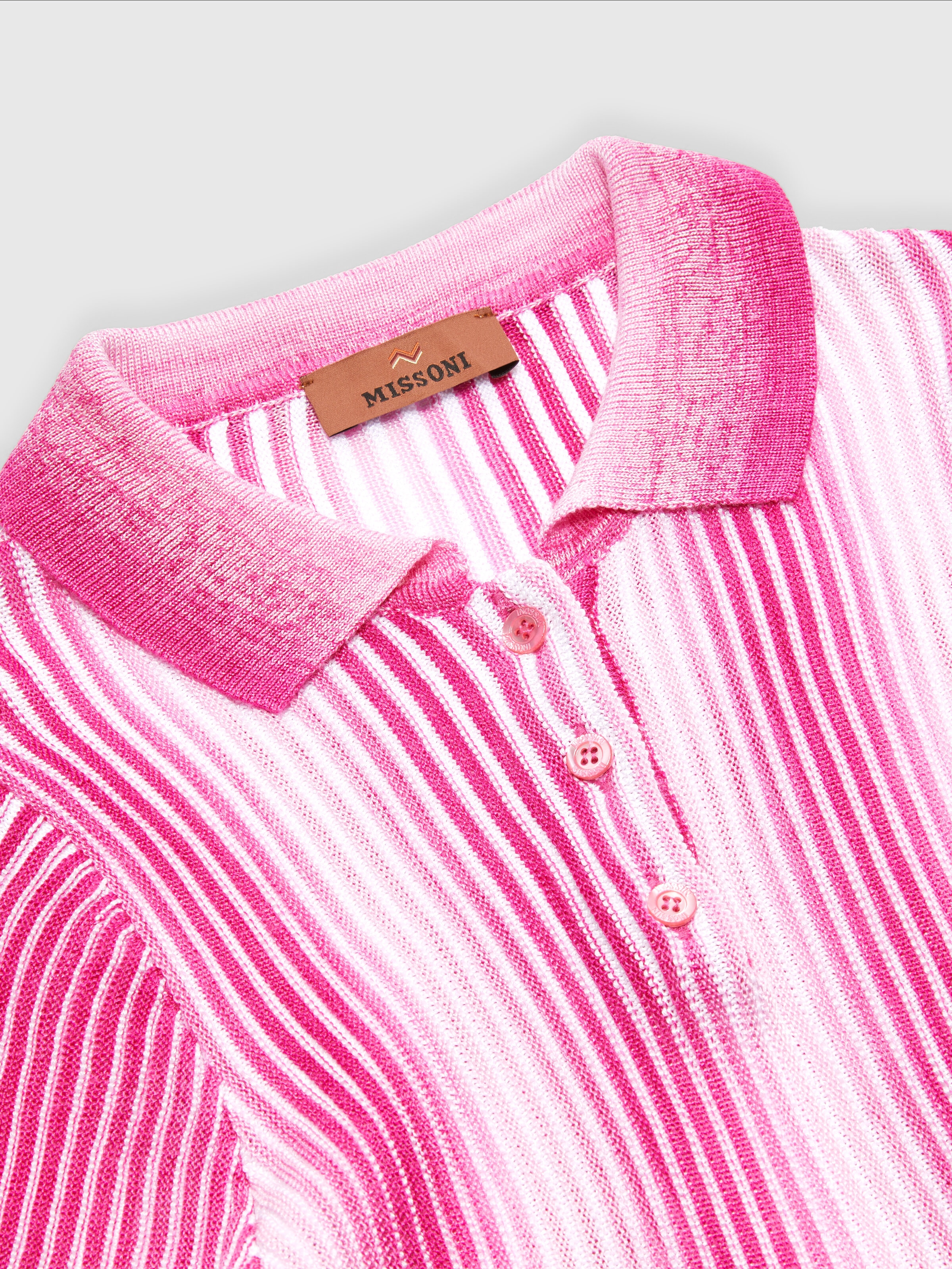 Midi dress in striped viscose knit, Pink   - 2