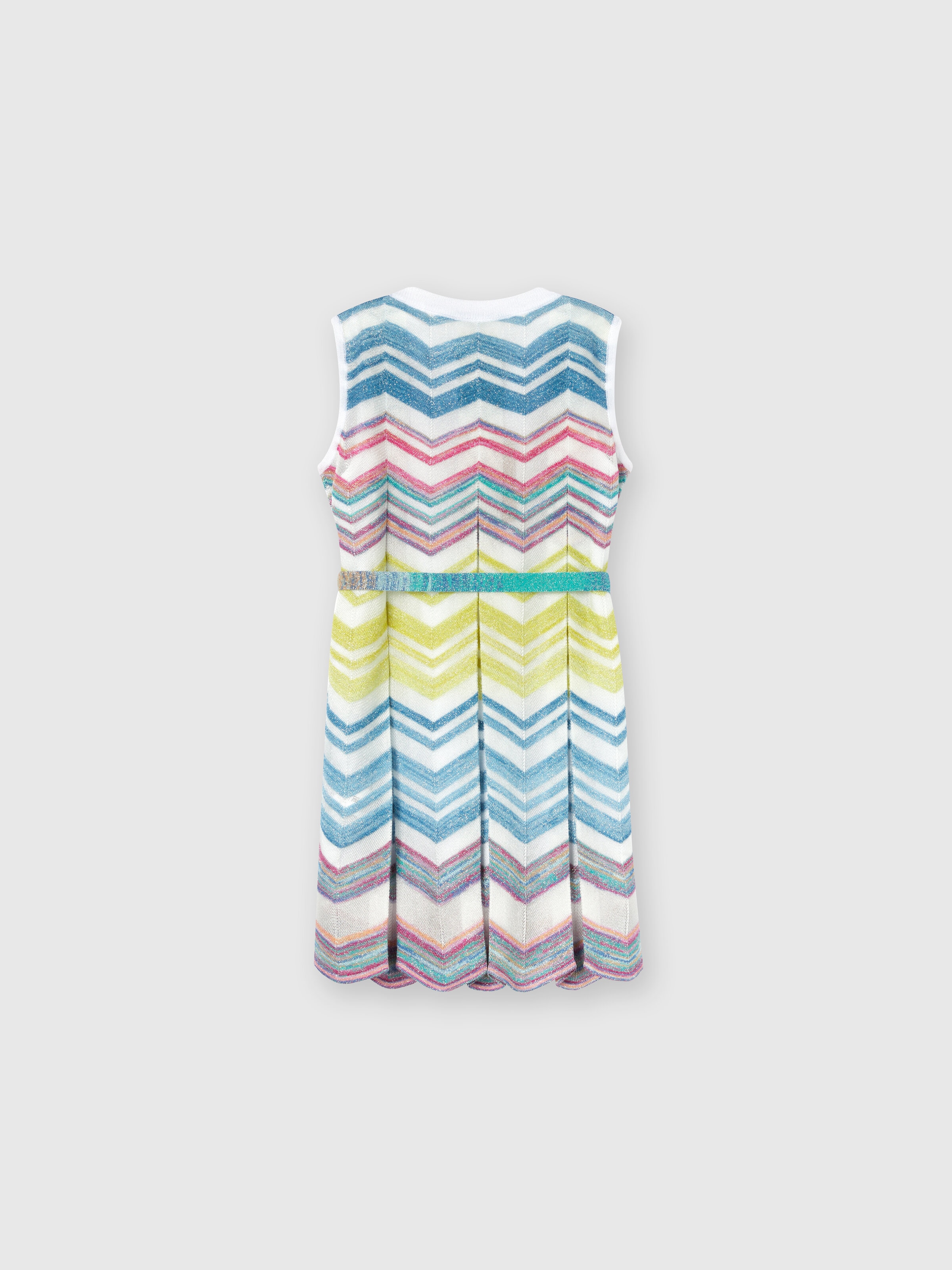 Viscose blend zigzag knit dress with lamé, Multicoloured  - 1