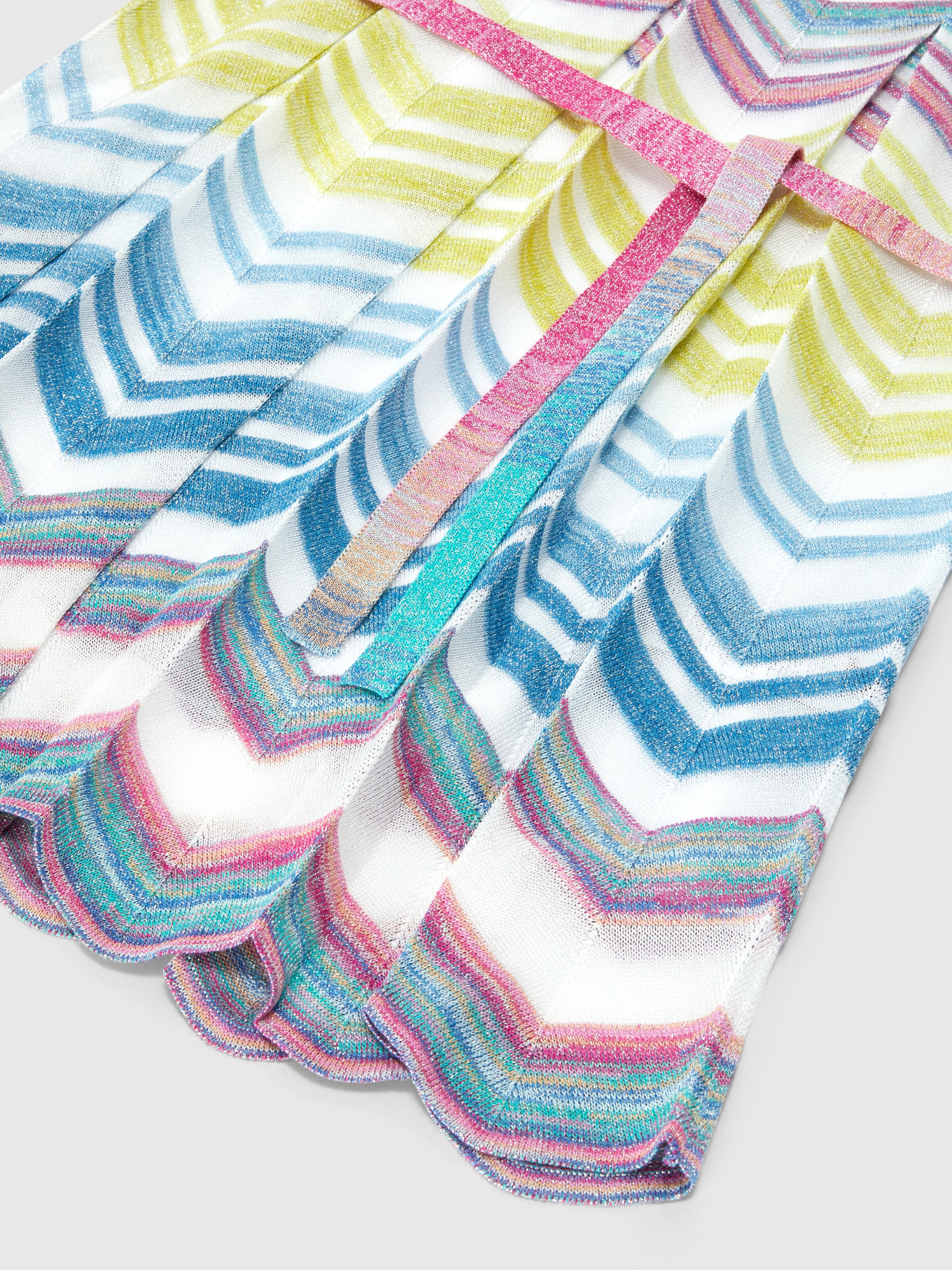 Viscose blend zigzag knit dress with lamé, Multicoloured  - 2