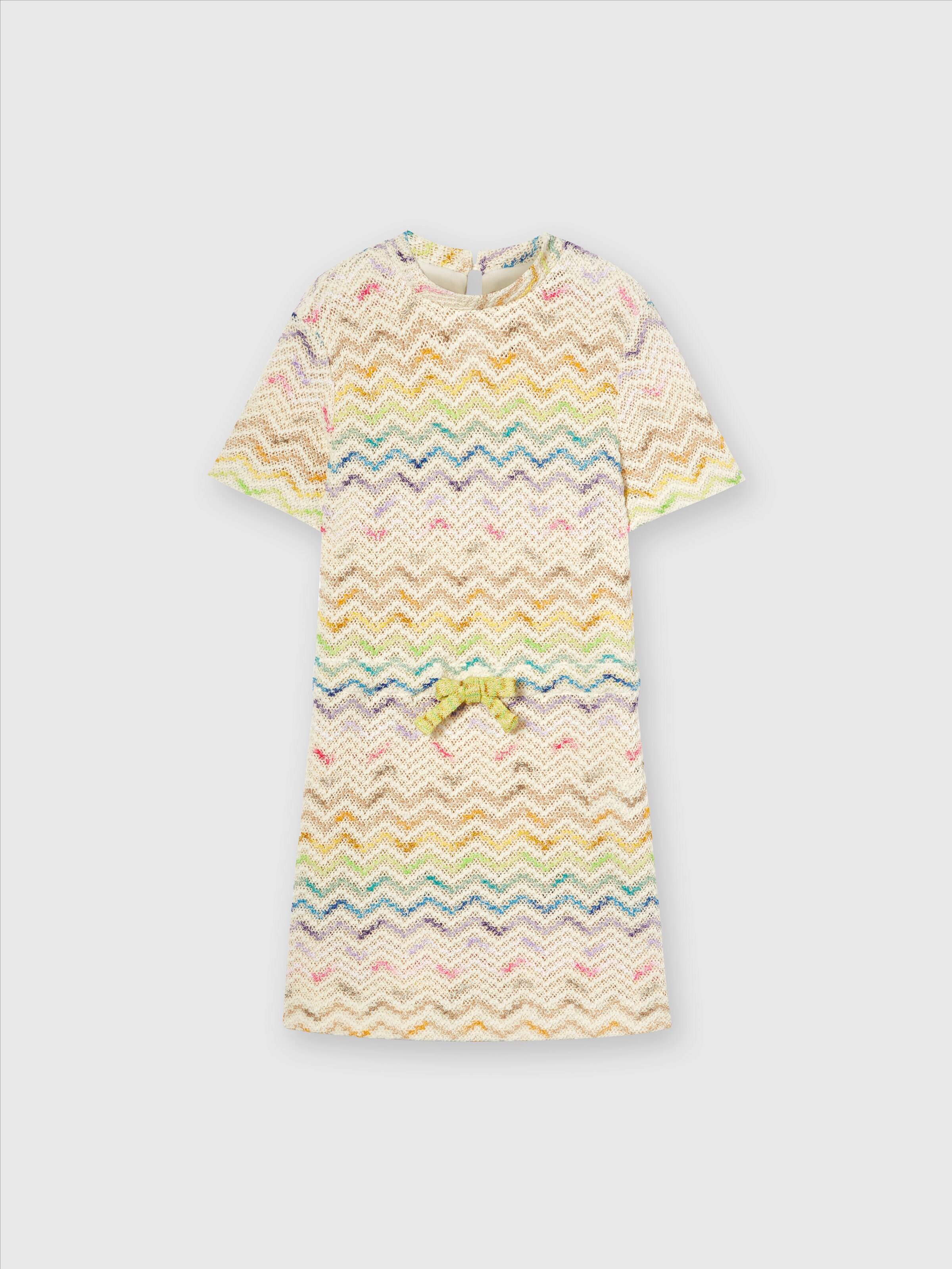 Vestido de punto en mezcla de algodón con estampado de espigas, Multicolor  - 0