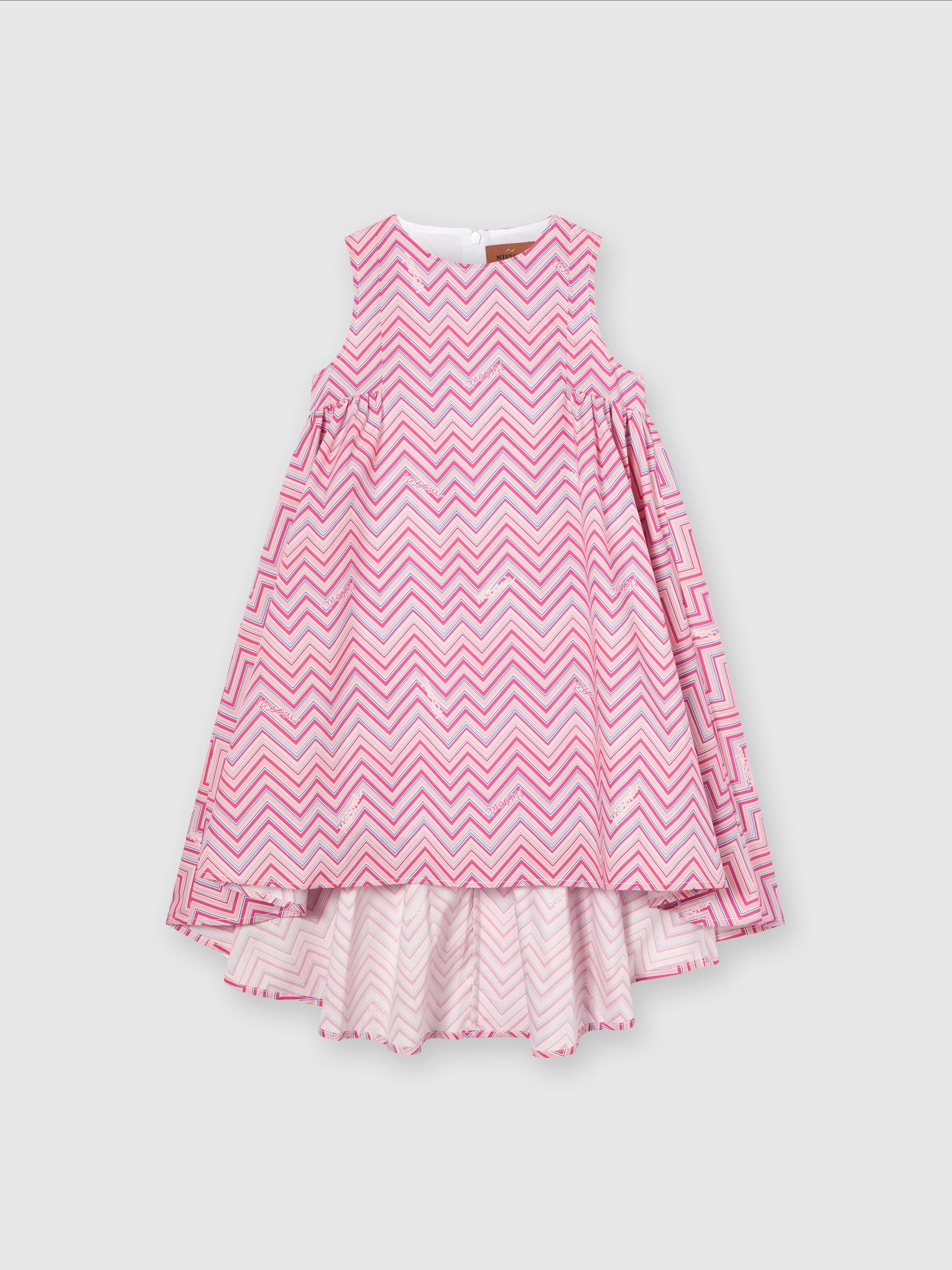 Cotton dress with zigzag print, Pink   - 0